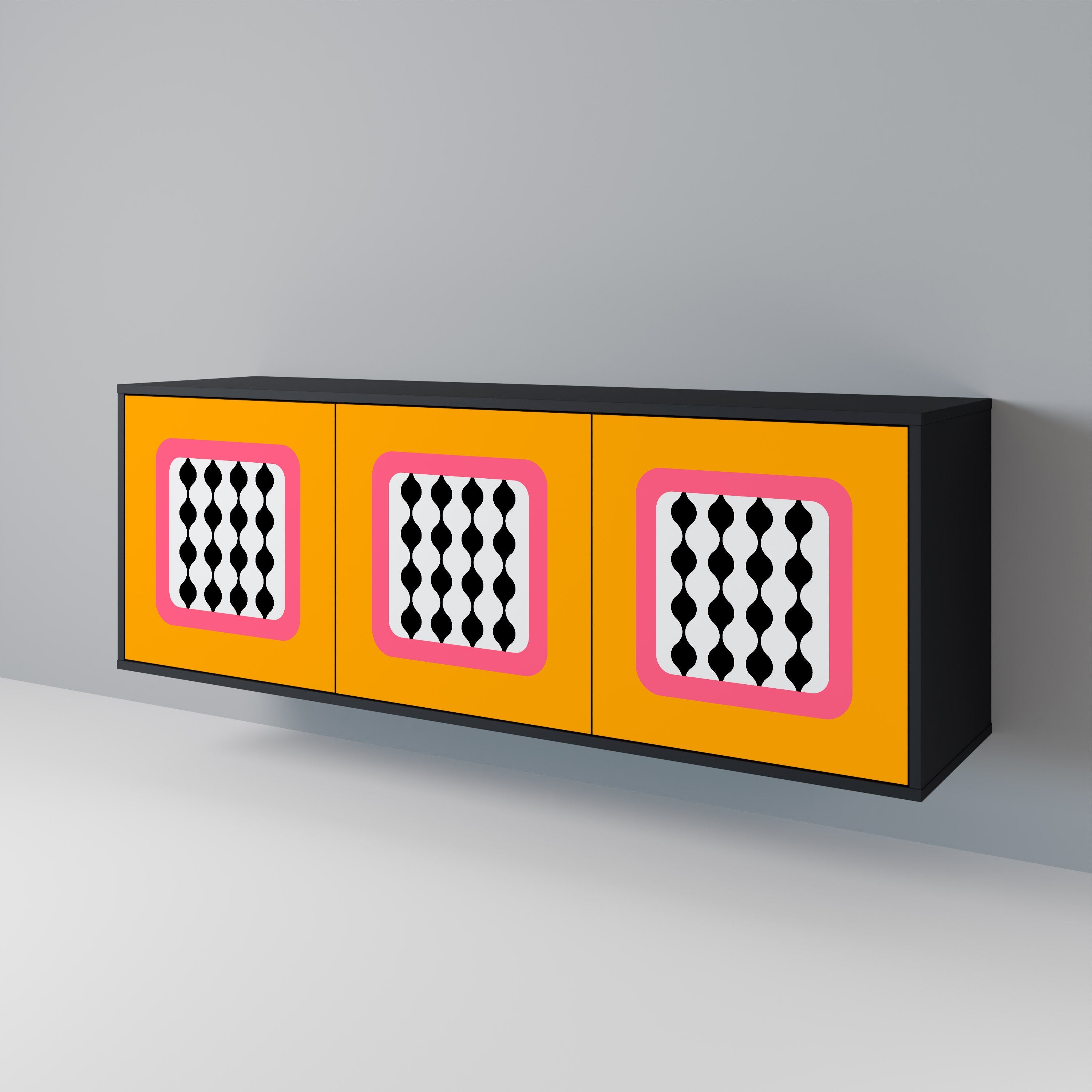 TEARS IN HEAVEN 3-Door Sideboard in Black Finish