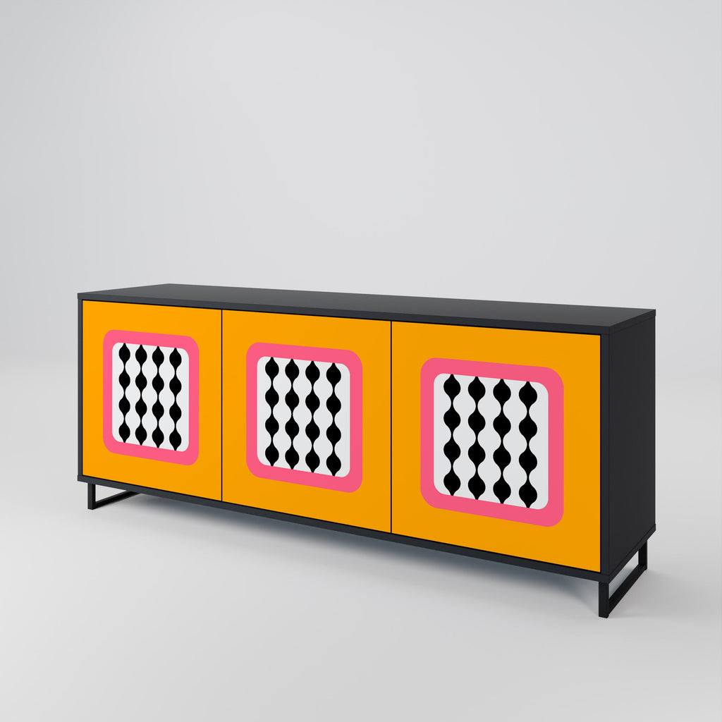 TEARS IN HEAVEN 3-Door Sideboard in Black Finish