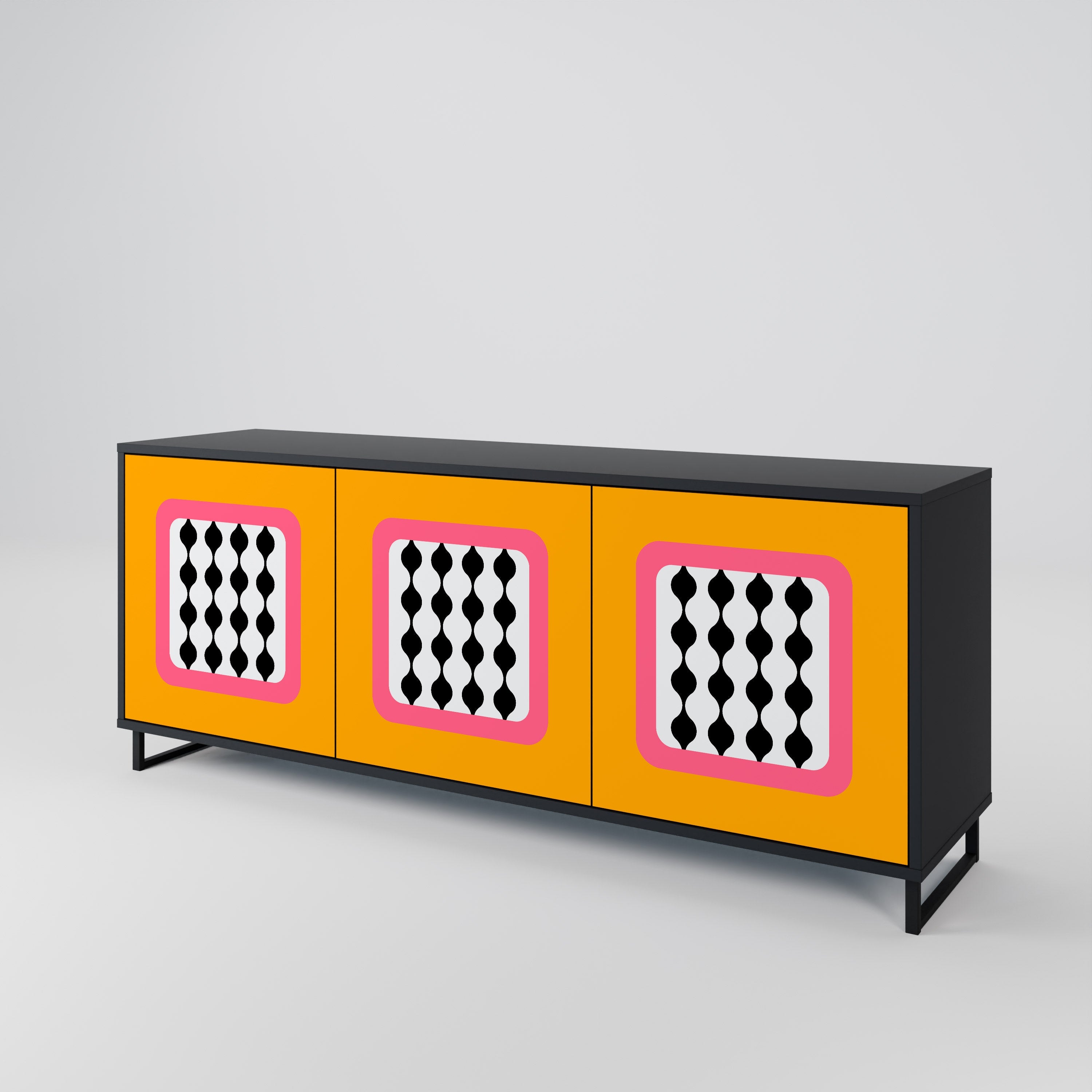 TEARS IN HEAVEN 3-Door Sideboard in Black Finish