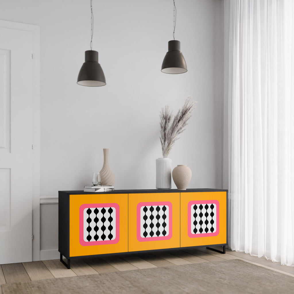 TEARS IN HEAVEN 3-Door Sideboard in Black Finish
