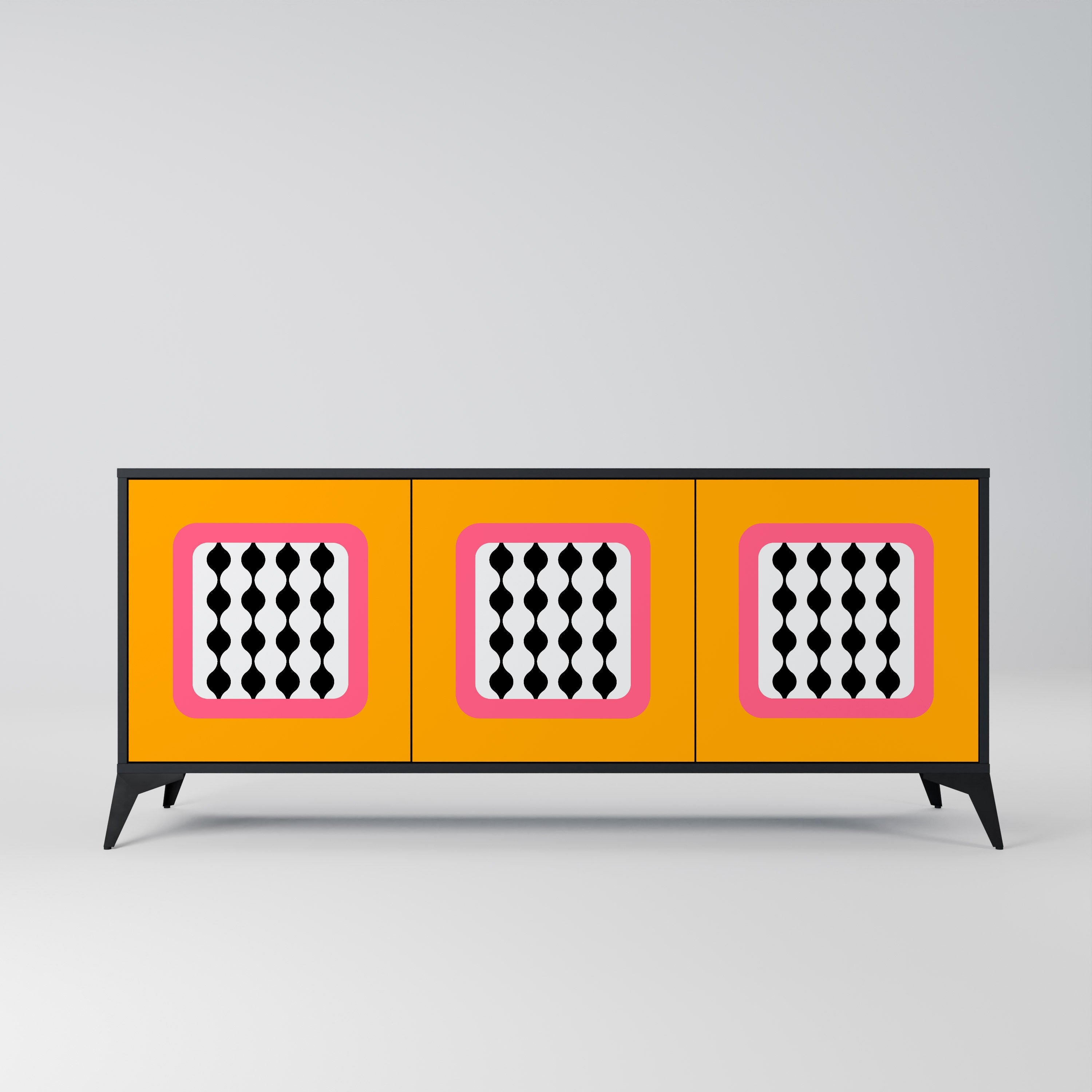 TEARS IN HEAVEN 3-Door Sideboard in Black Finish