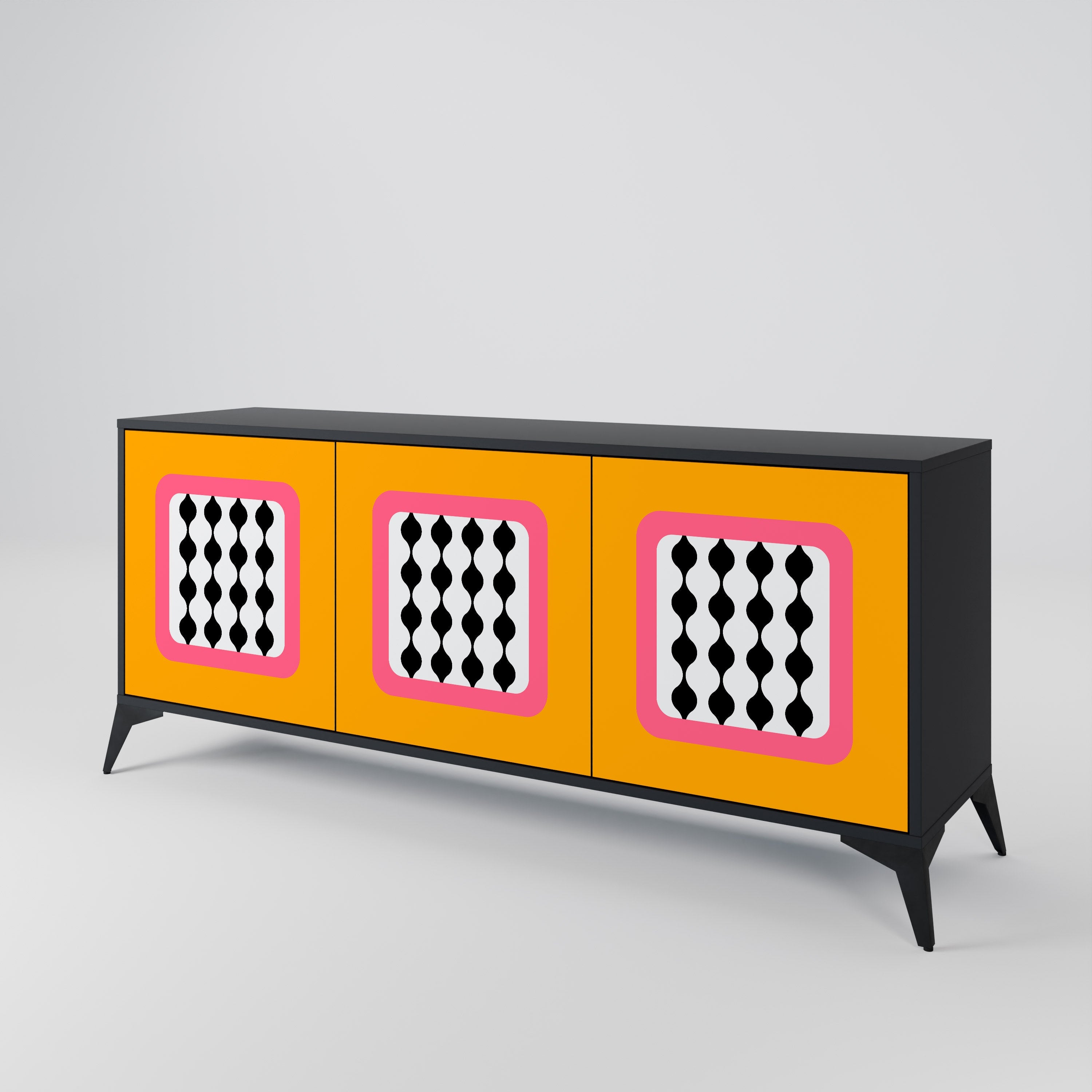 TEARS IN HEAVEN 3-Door Sideboard in Black Finish