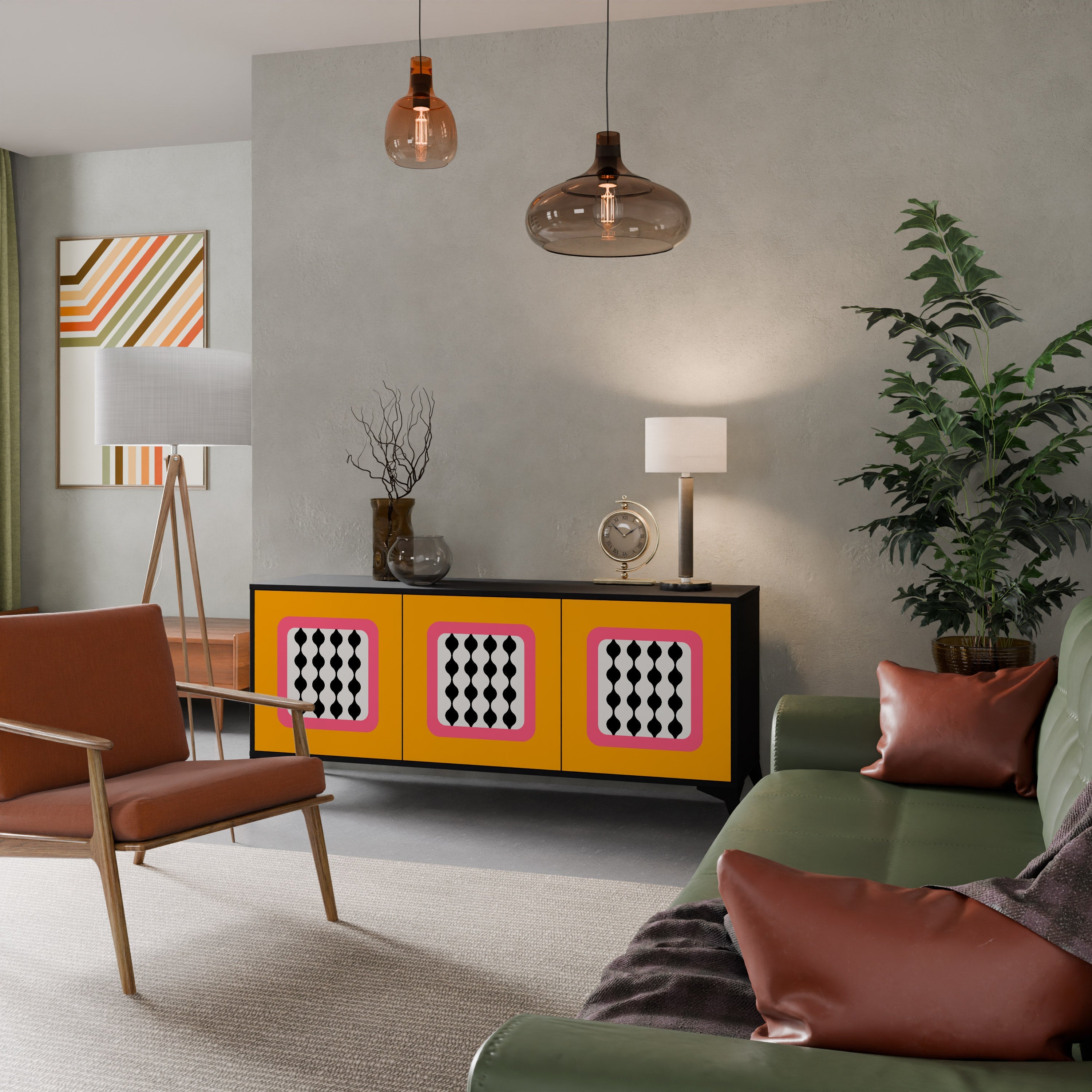 TEARS IN HEAVEN 3-Door Sideboard in Black Finish
