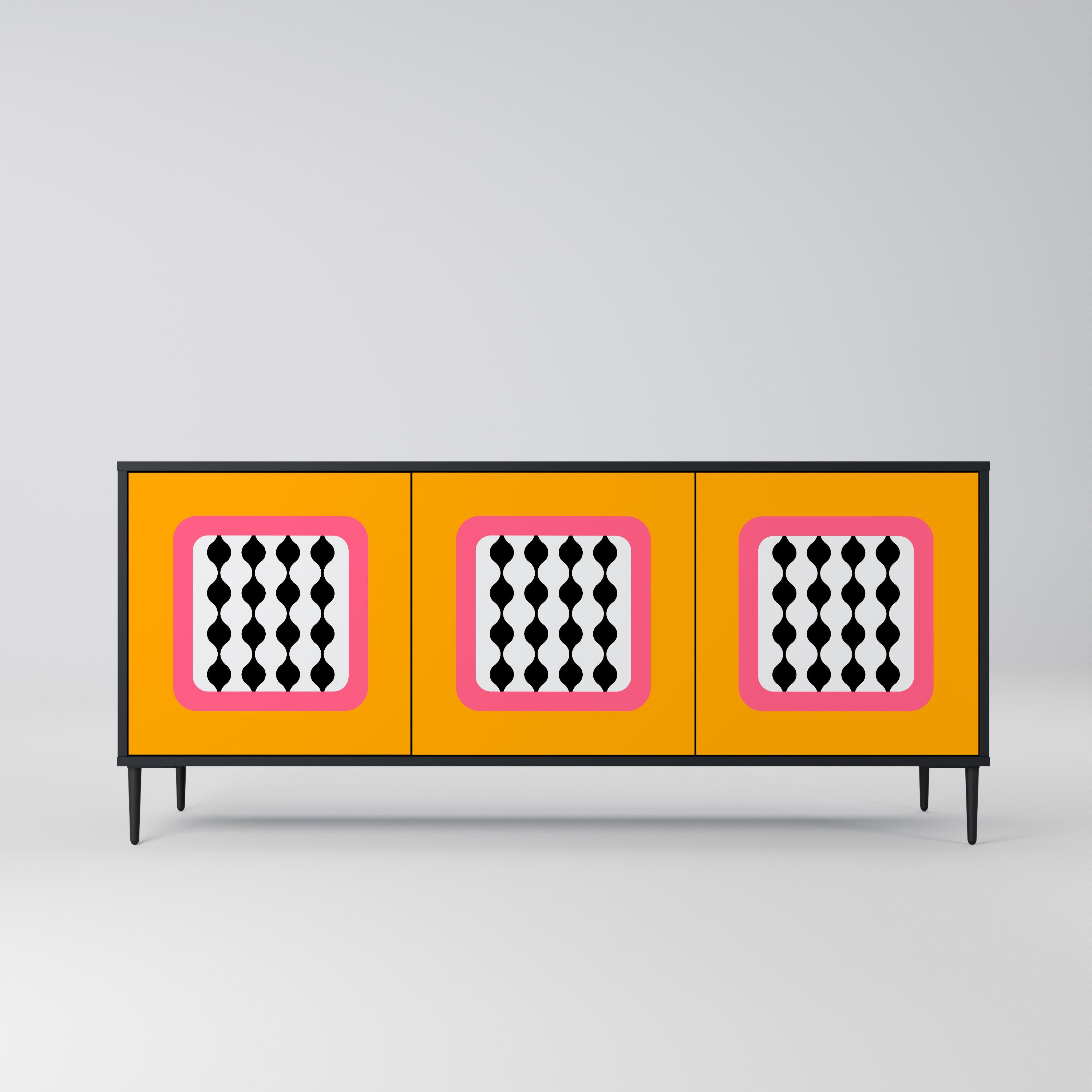 TEARS IN HEAVEN 3-Door Sideboard in Black Finish