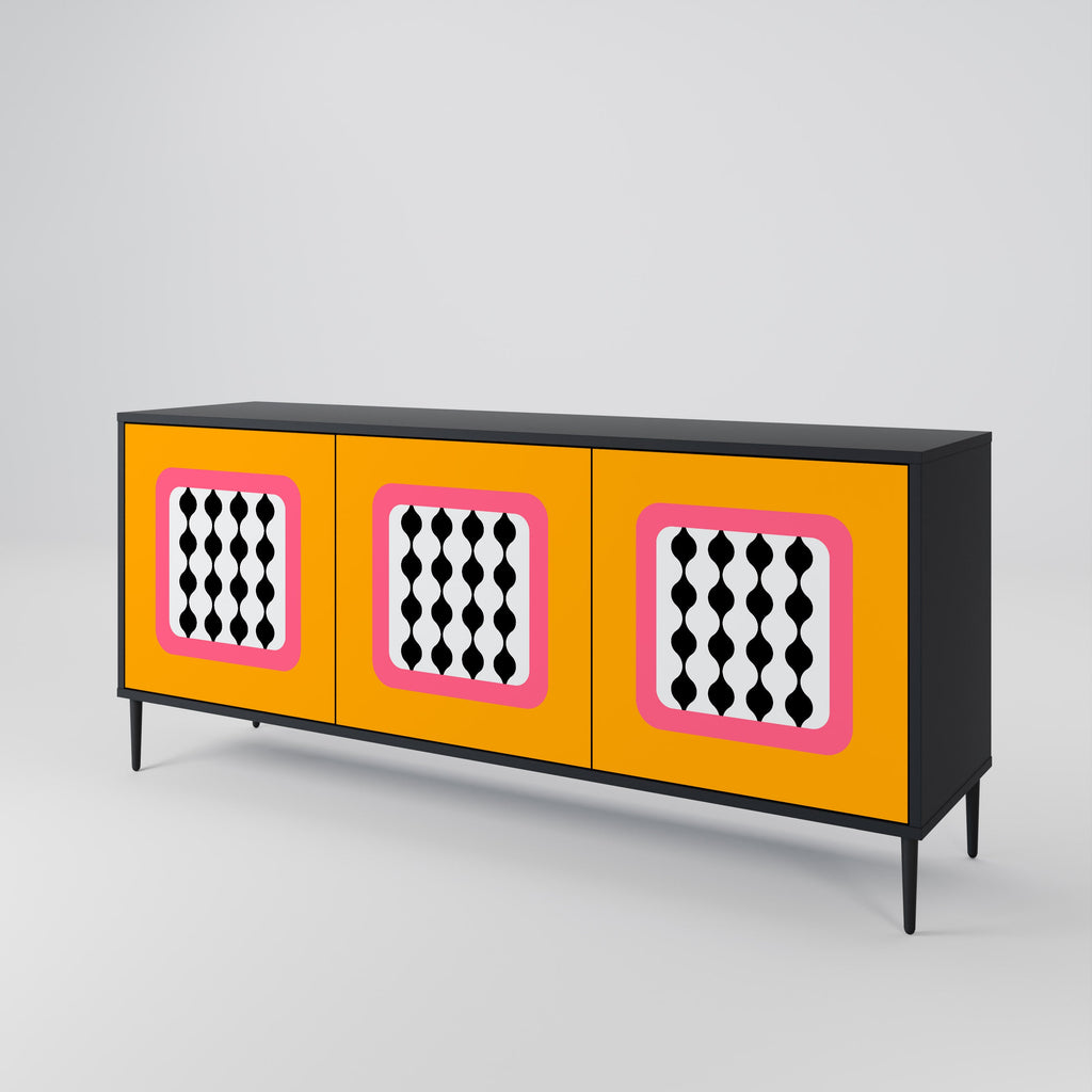 TEARS IN HEAVEN 3-Door Sideboard in Black Finish
