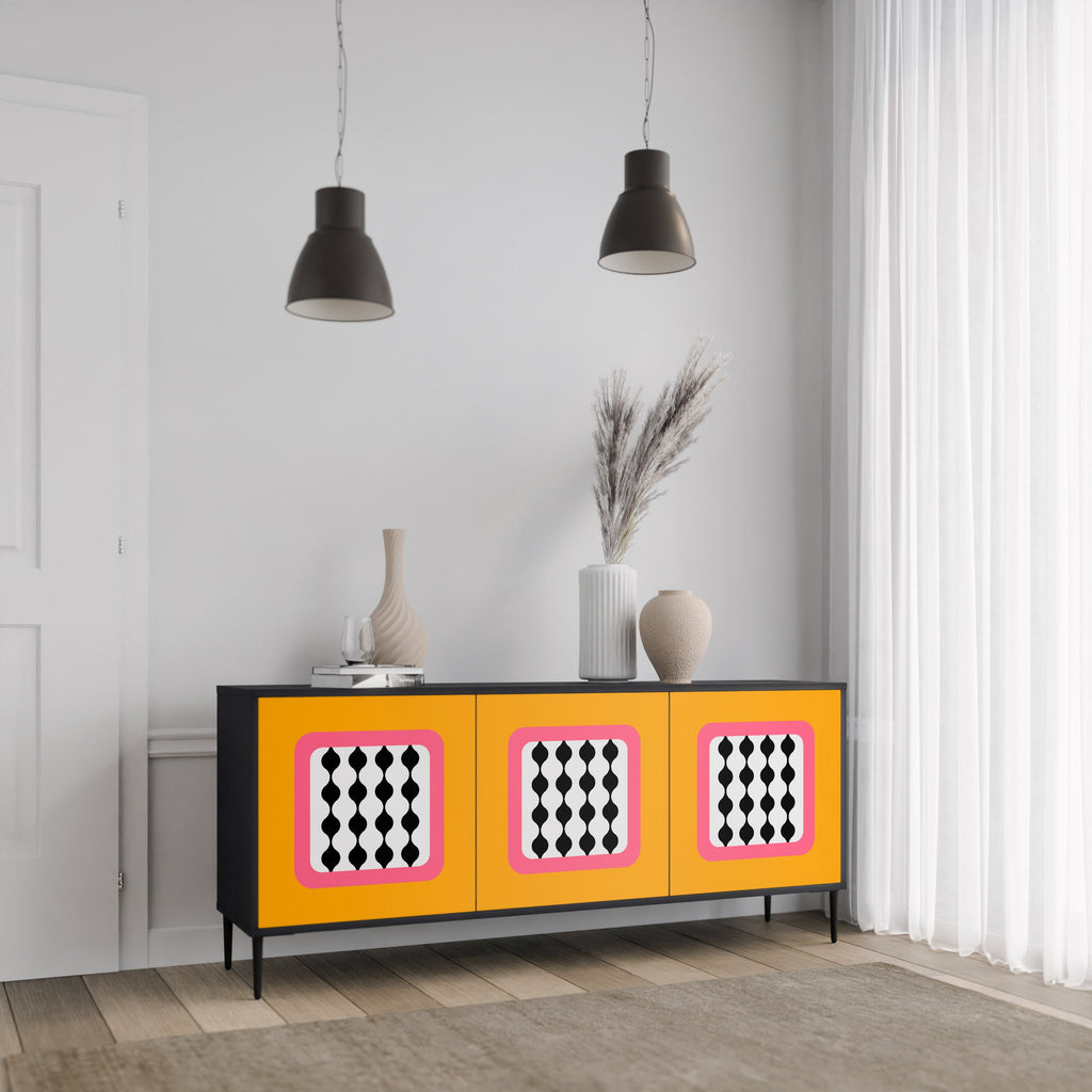 TEARS IN HEAVEN 3-Door Sideboard in Black Finish