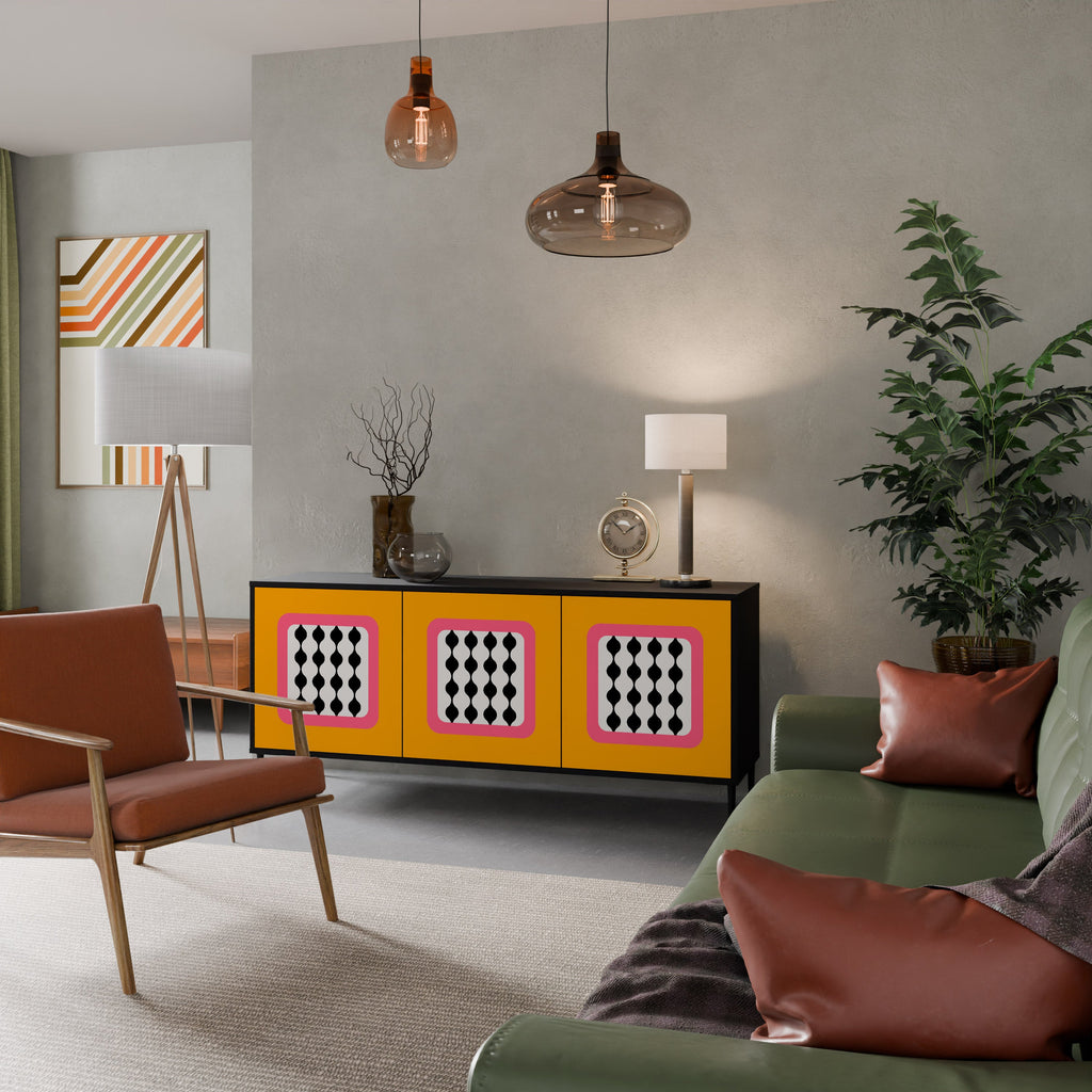 TEARS IN HEAVEN 3-Door Sideboard in Black Finish