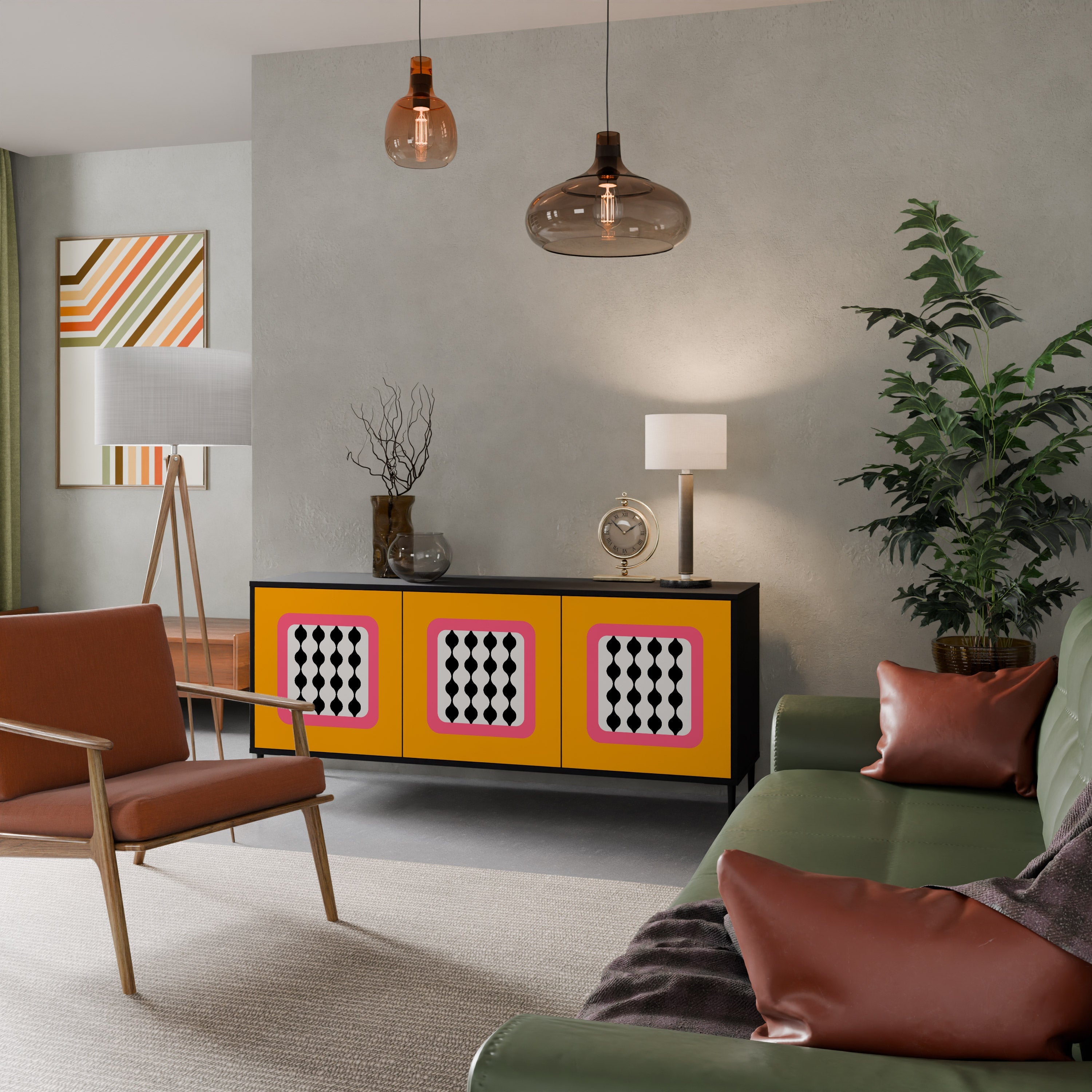 TEARS IN HEAVEN 3-Door Sideboard in Black Finish