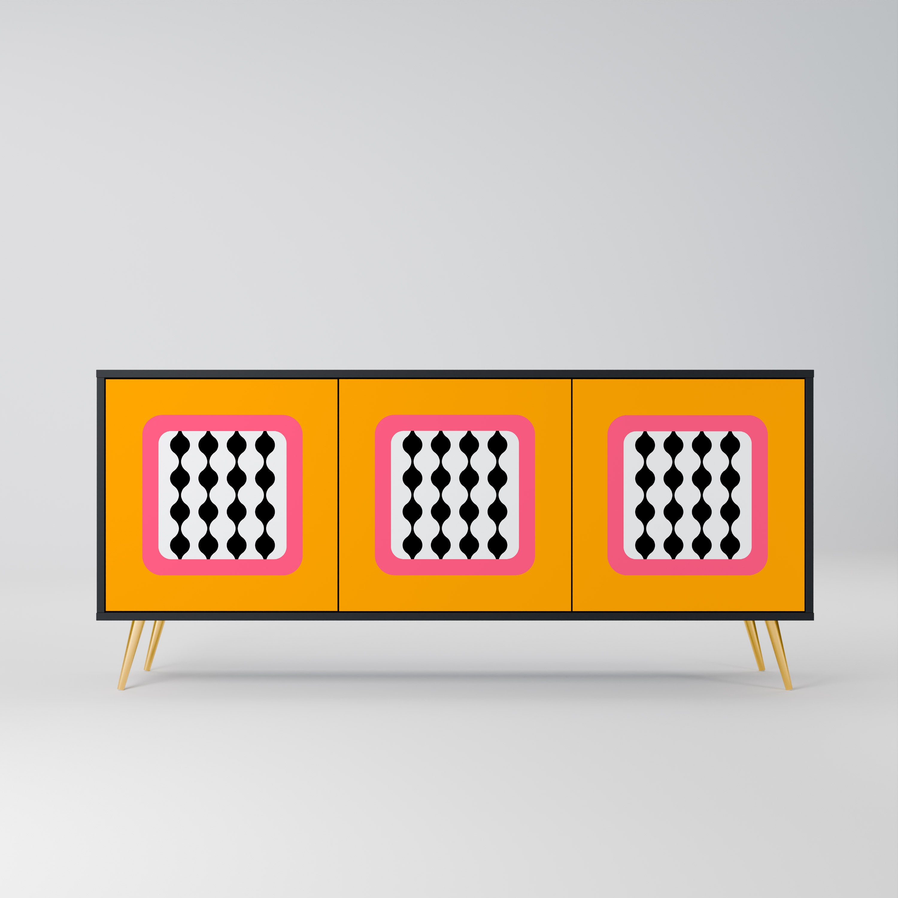 TEARS IN HEAVEN 3-Door Sideboard in Black Finish
