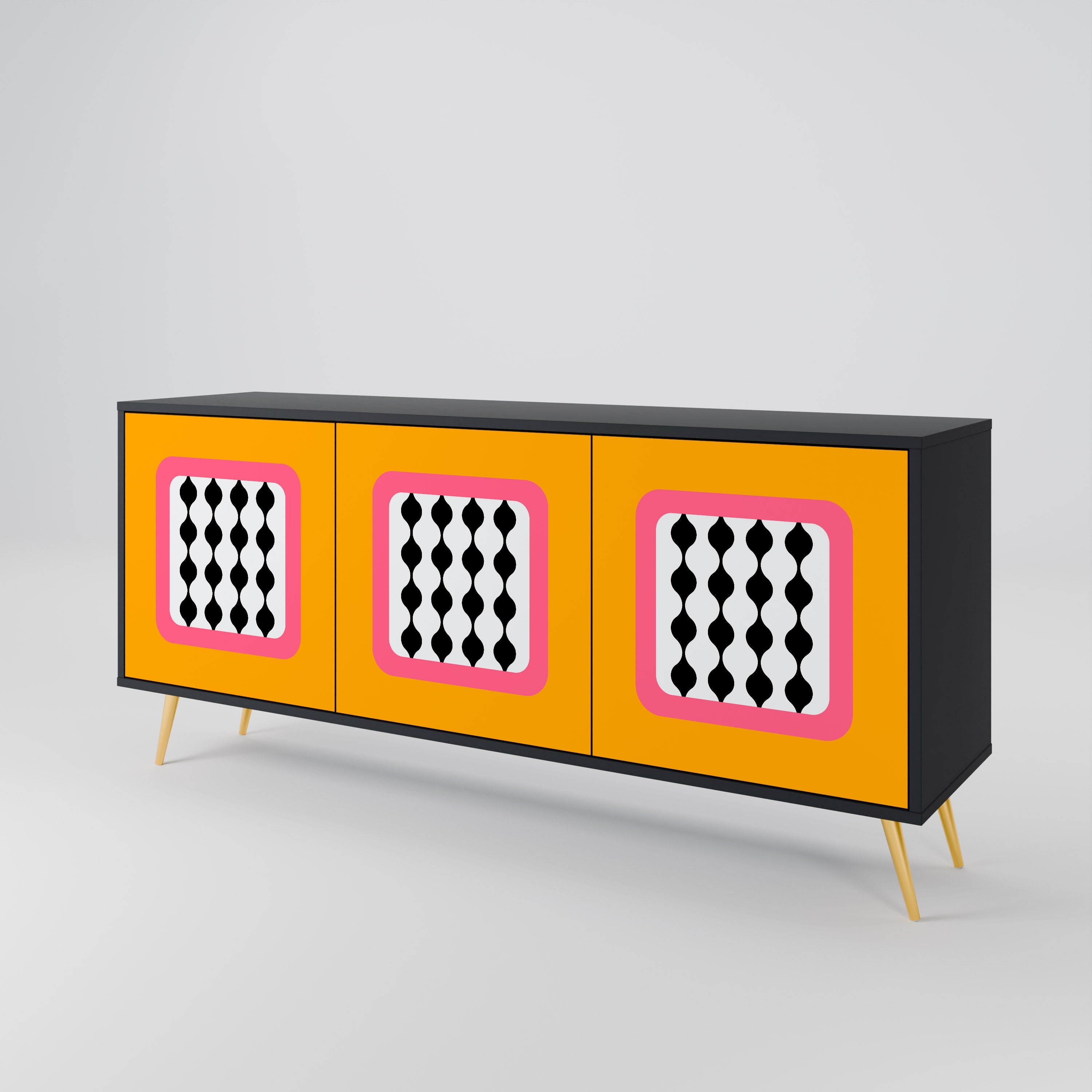 TEARS IN HEAVEN 3-Door Sideboard in Black Finish