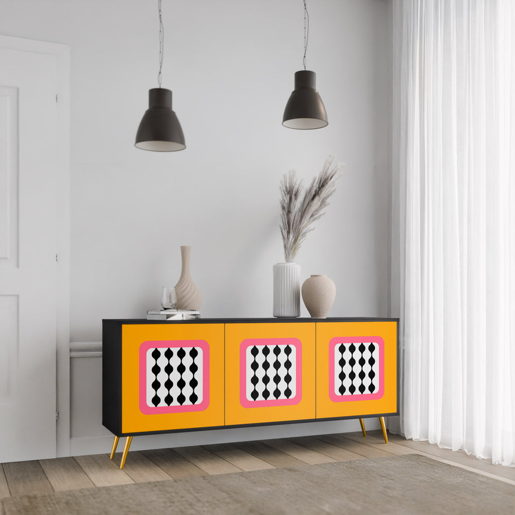TEARS IN HEAVEN 3-Door Sideboard in Black Finish