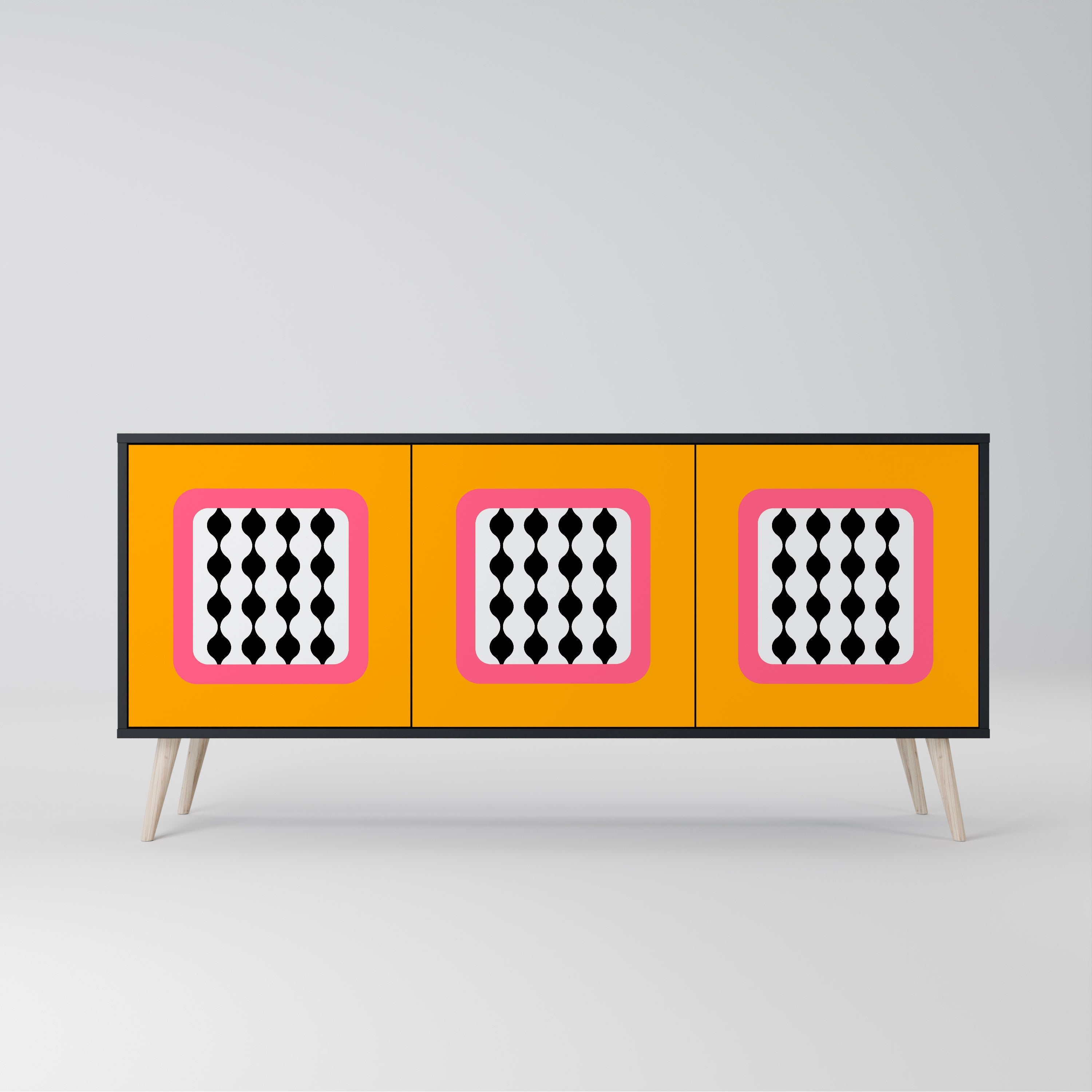 TEARS IN HEAVEN 3-Door Sideboard in Black Finish