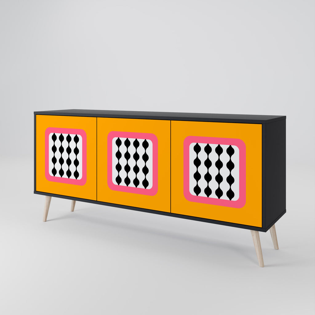 TEARS IN HEAVEN 3-Door Sideboard in Black Finish