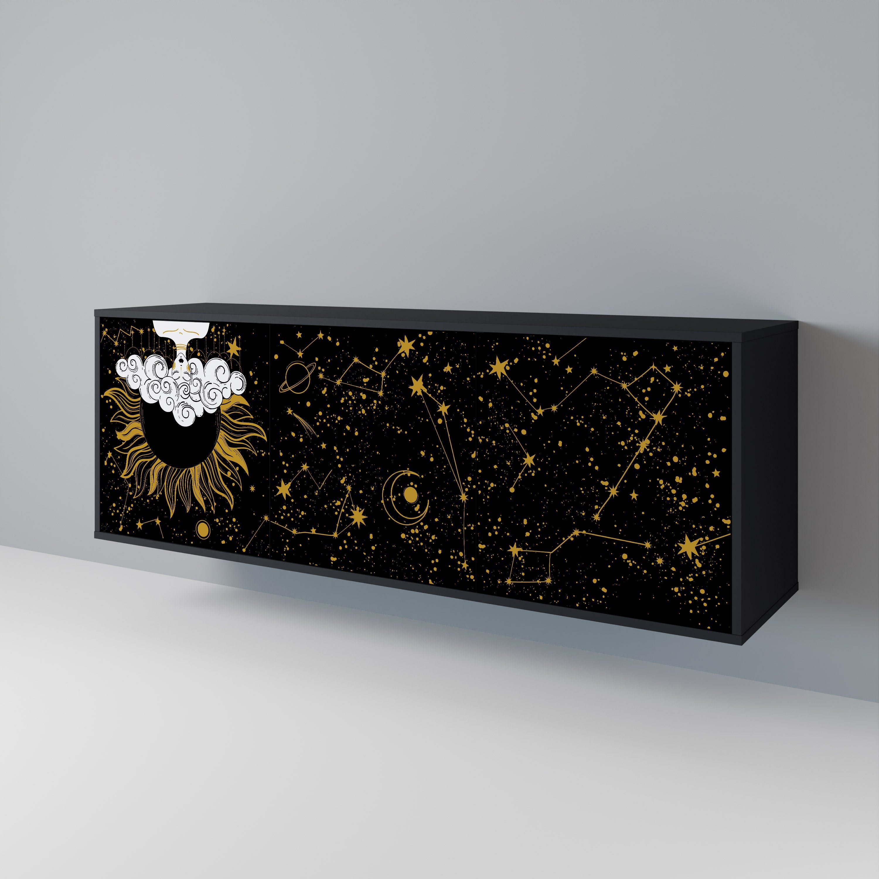 STELLAR CONSTELLATIONS 3-Door Sideboard in Black Finish