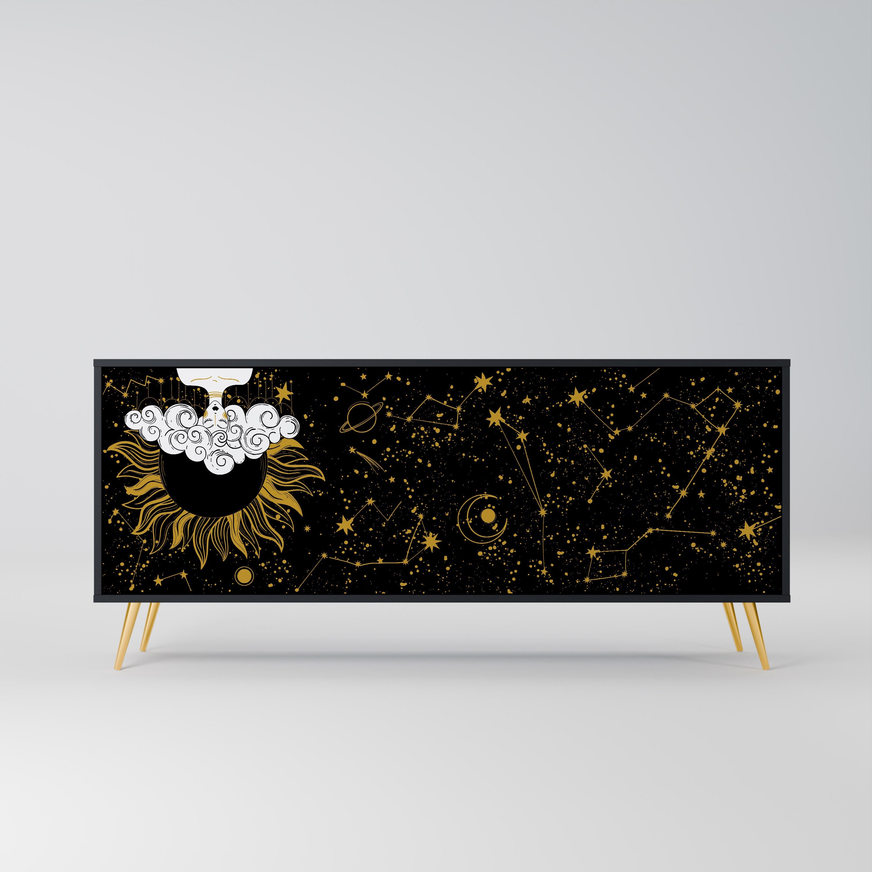 STELLAR CONSTELLATIONS 3-Door Sideboard in Black Finish