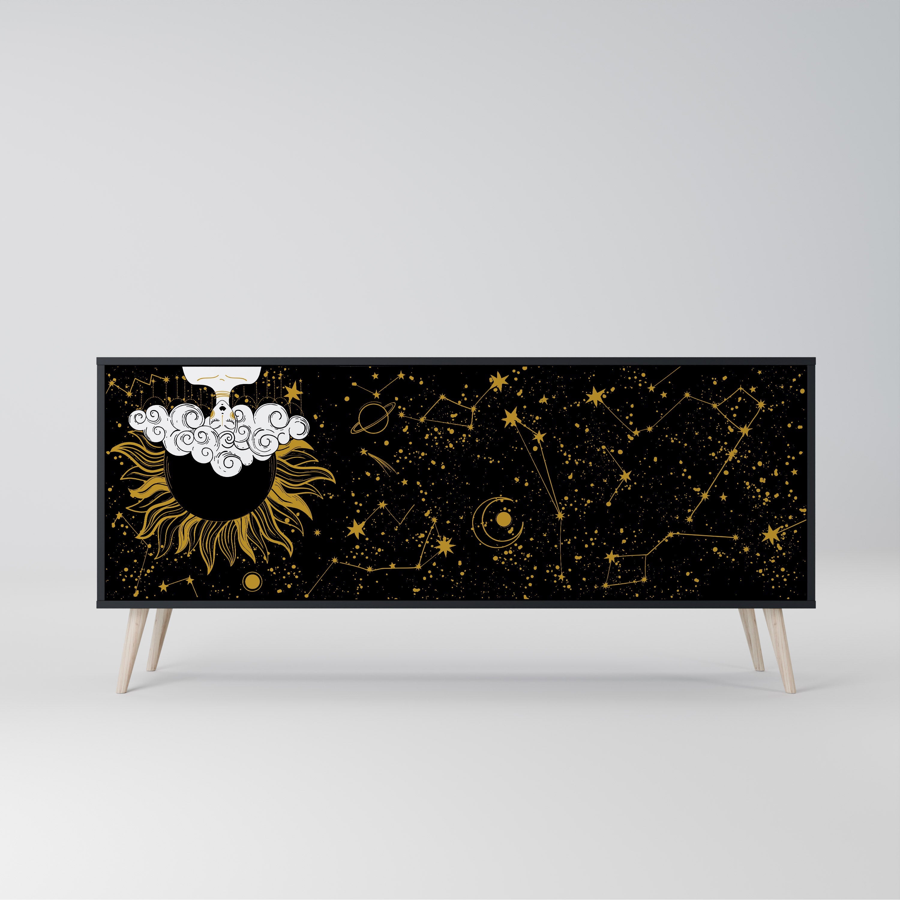 STELLAR CONSTELLATIONS 3-Door Sideboard in Black Finish