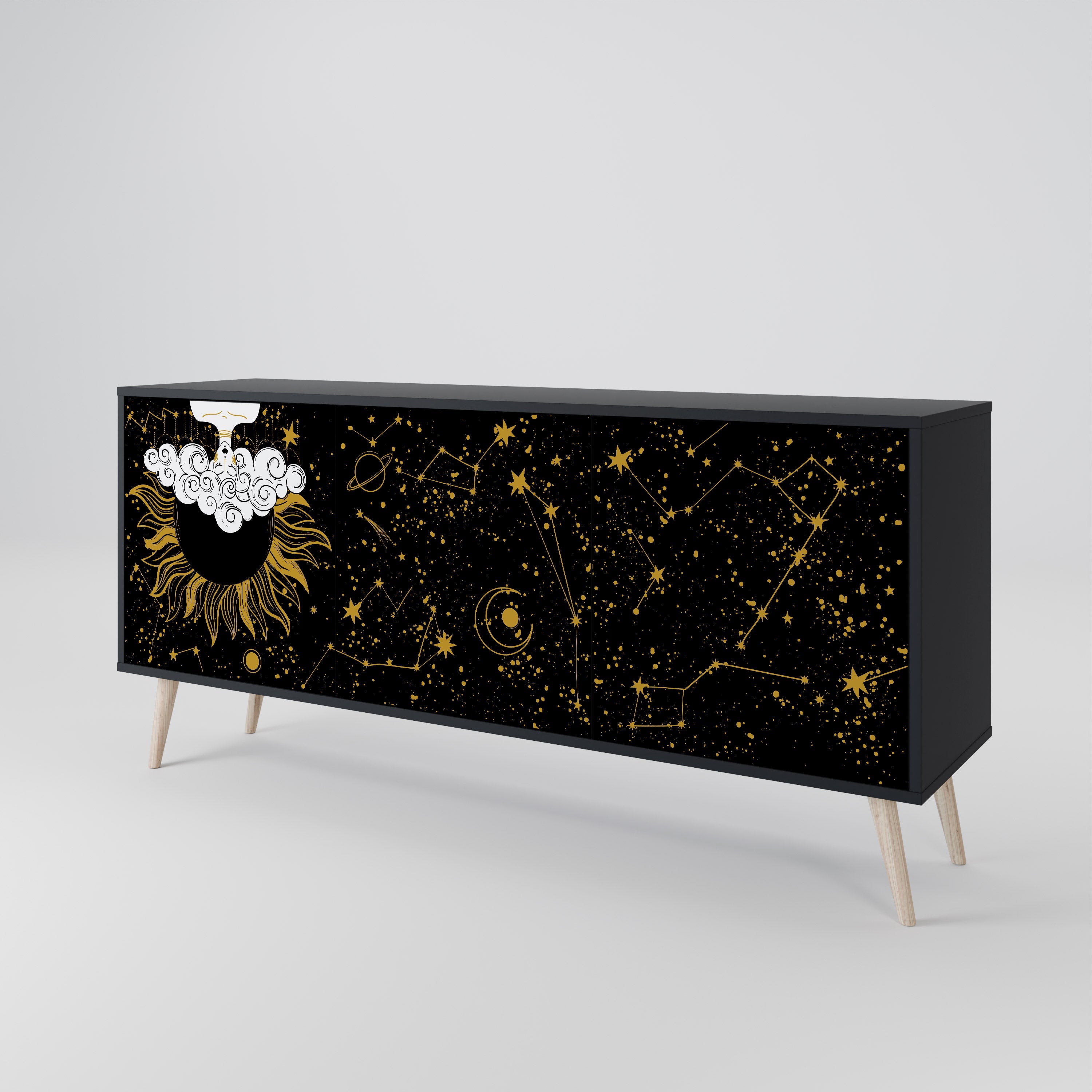 STELLAR CONSTELLATIONS 3-Door Sideboard in Black Finish