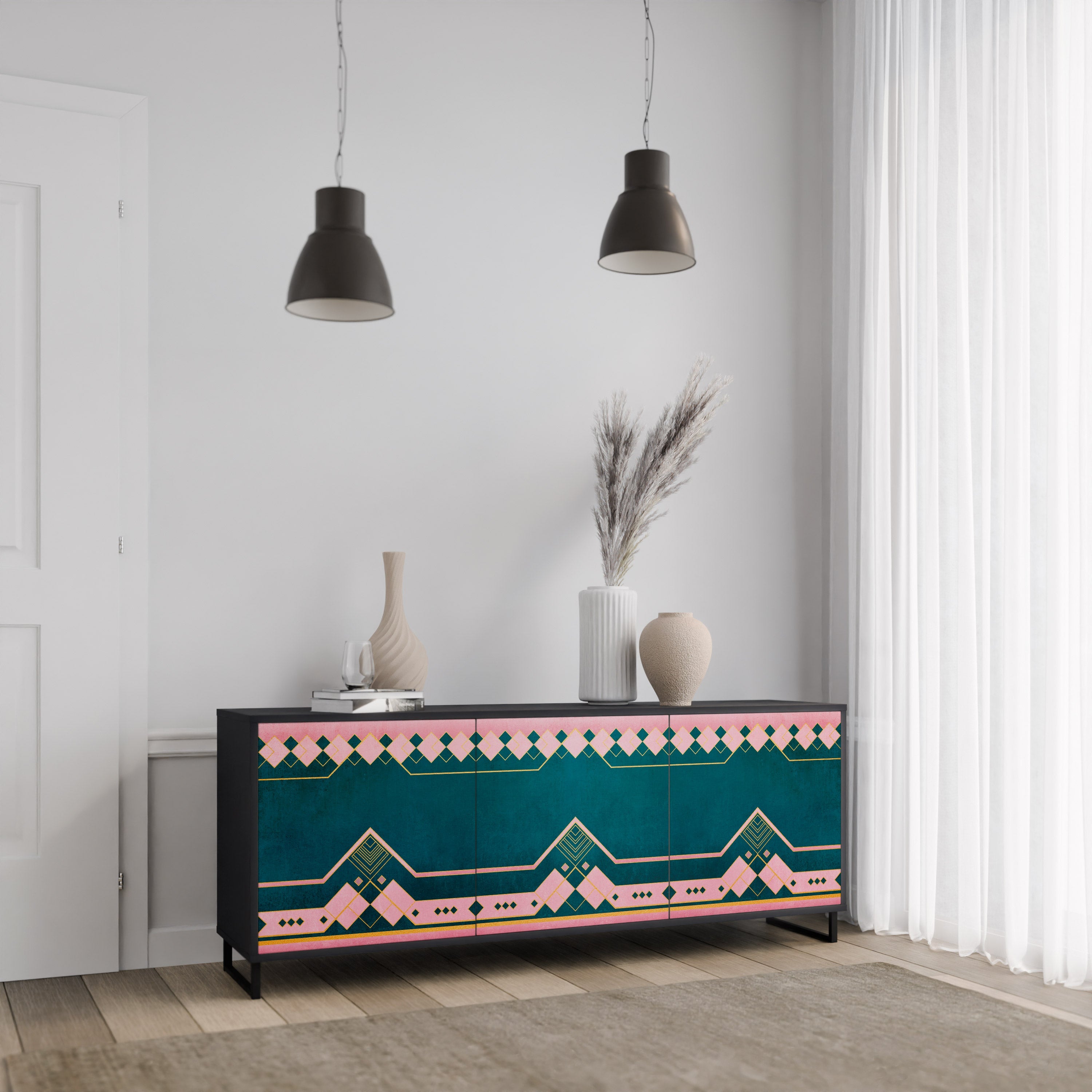 ROYAL COMPOSITION 3-Door Sideboard in Black Finish
