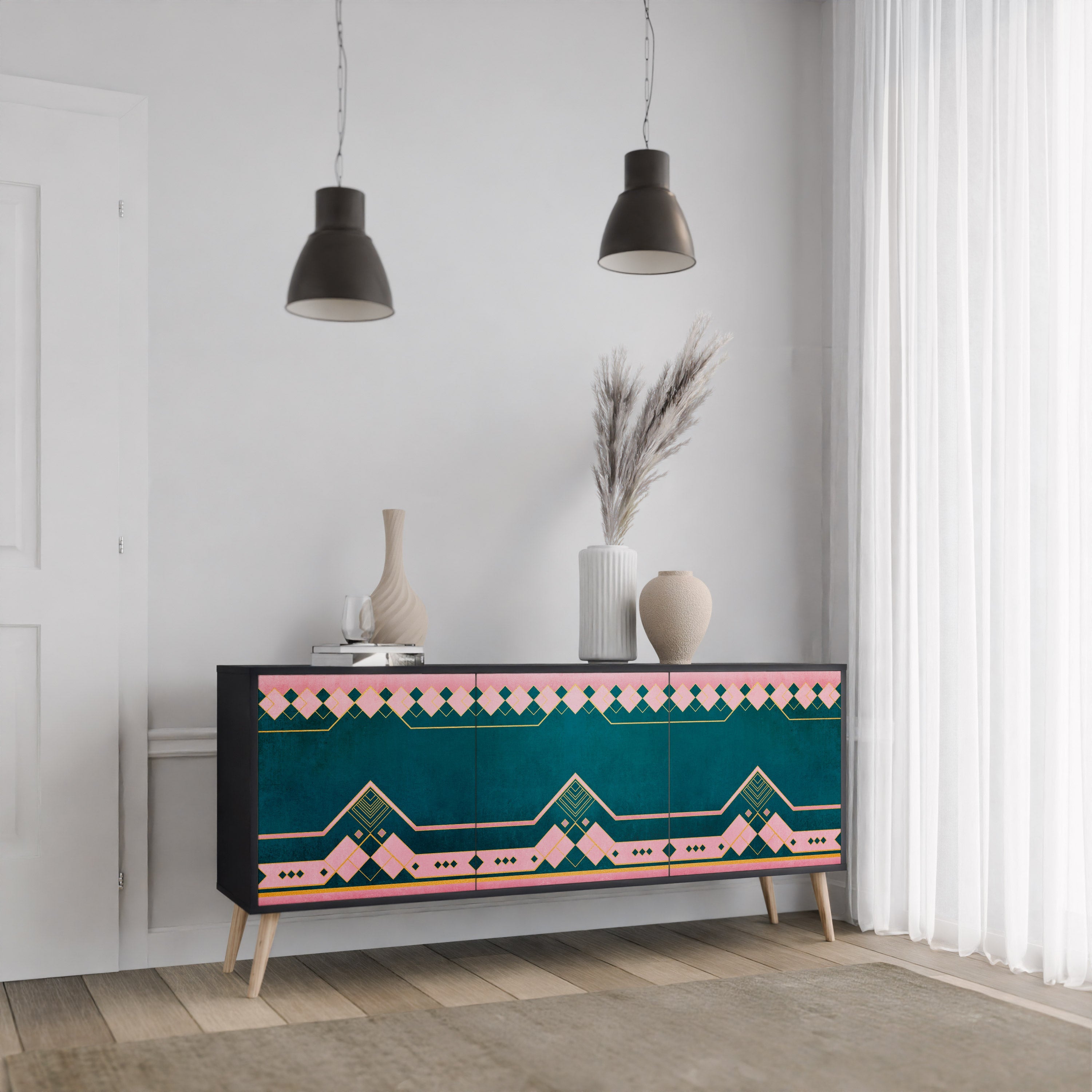 ROYAL COMPOSITION 3-Door Sideboard in Black Finish