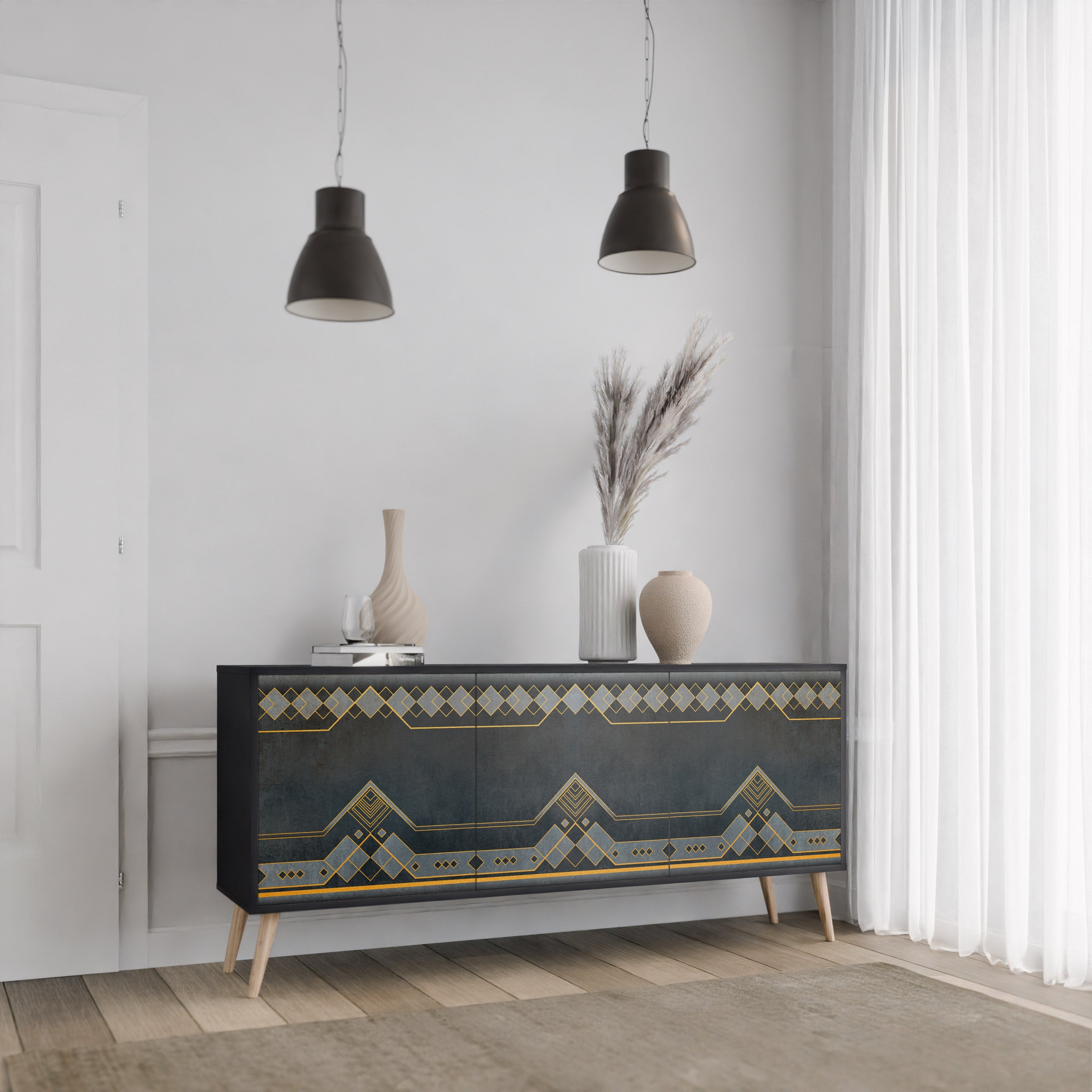 ROYAL ORDINARINESS 3-Door Sideboard in Black Finish
