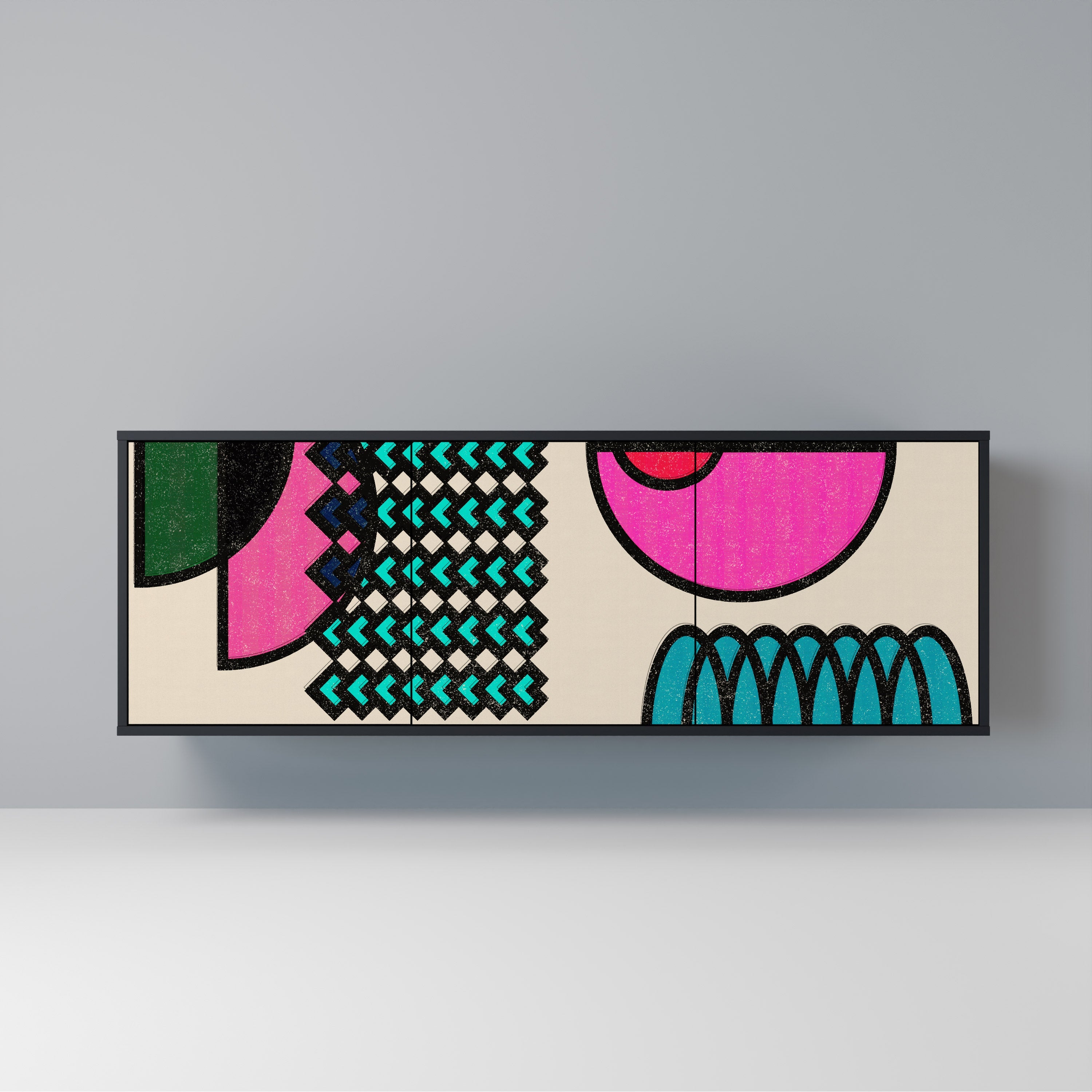 GEOMETRIC RHAPSODY 3-Door Sideboard in Black Finish