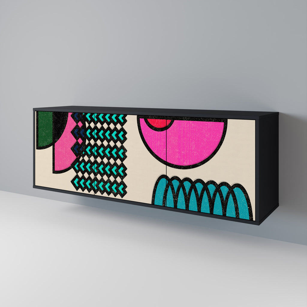 GEOMETRIC RHAPSODY 3-Door Sideboard in Black Finish