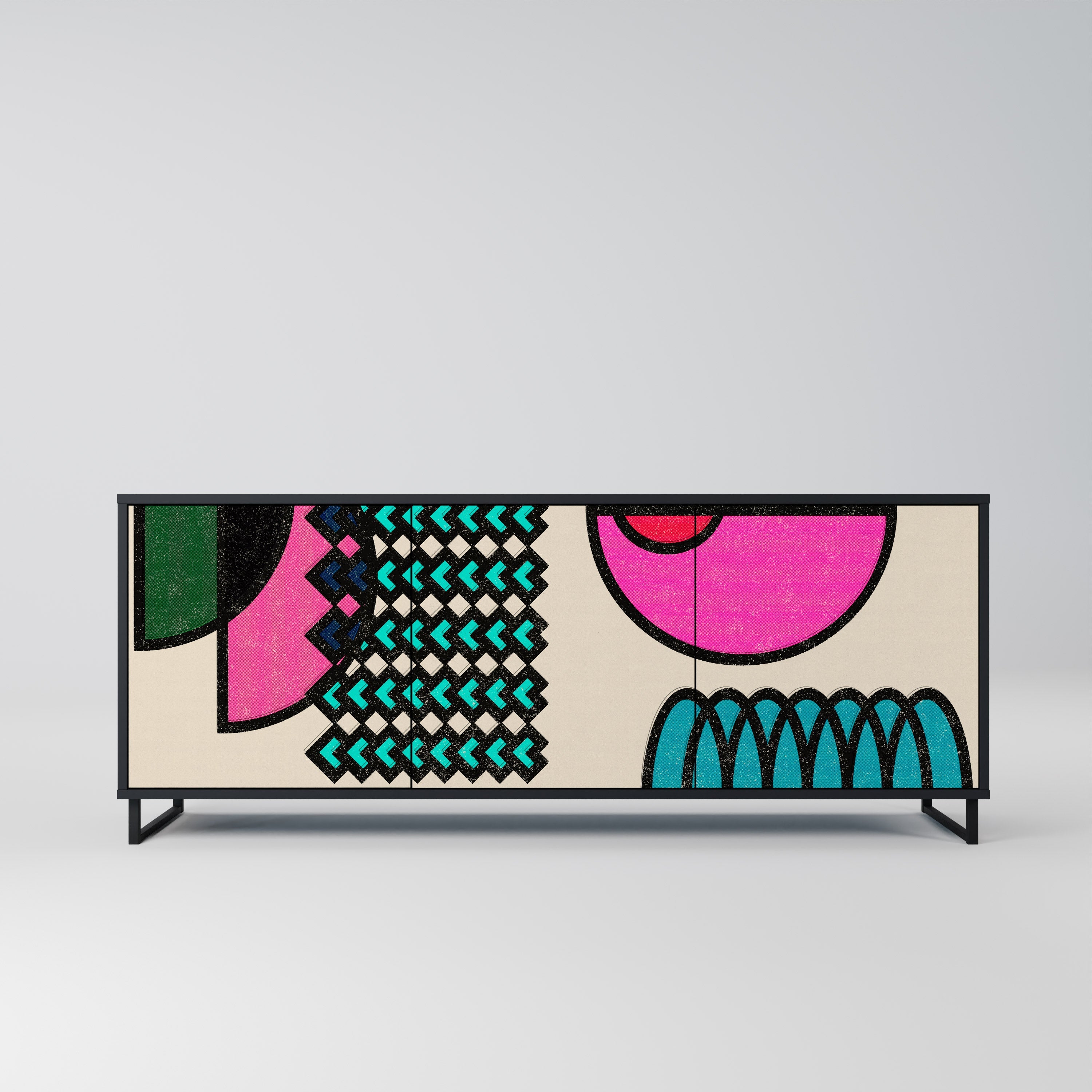 GEOMETRIC RHAPSODY 3-Door Sideboard in Black Finish