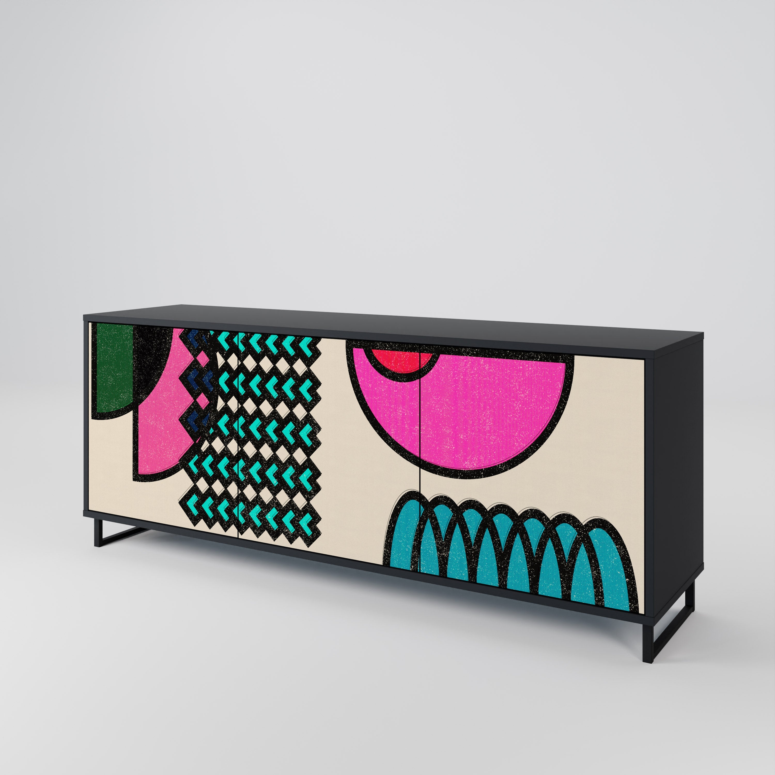 GEOMETRIC RHAPSODY 3-Door Sideboard in Black Finish