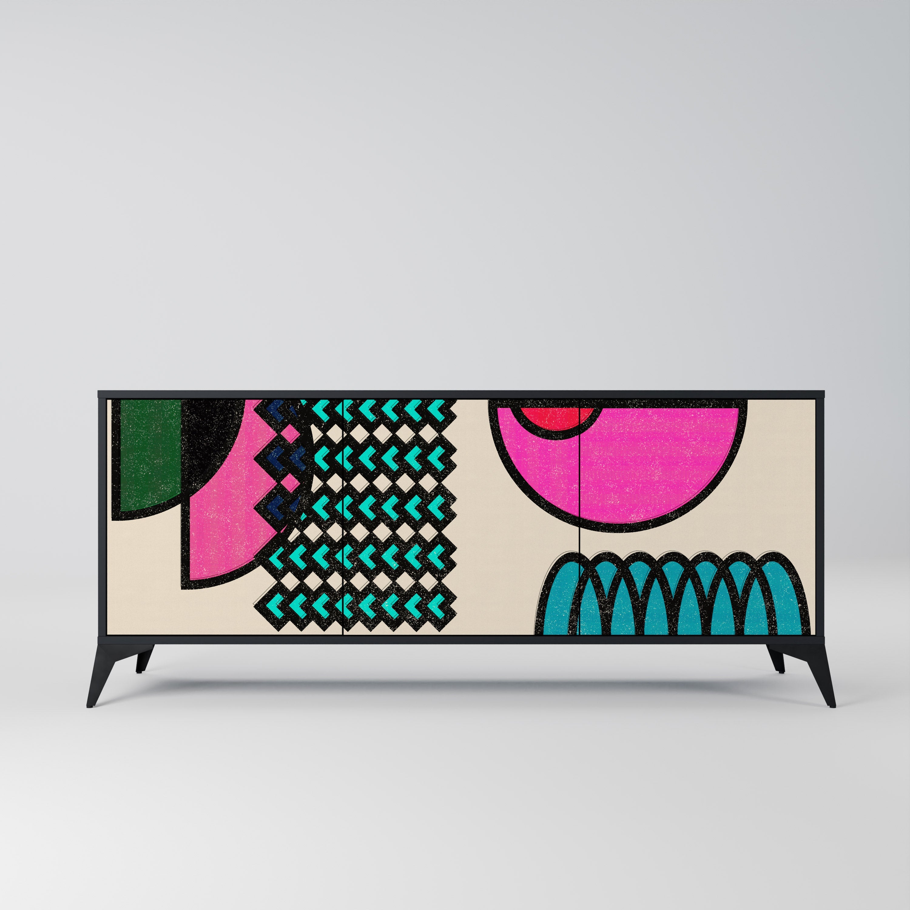 GEOMETRIC RHAPSODY 3-Door Sideboard in Black Finish