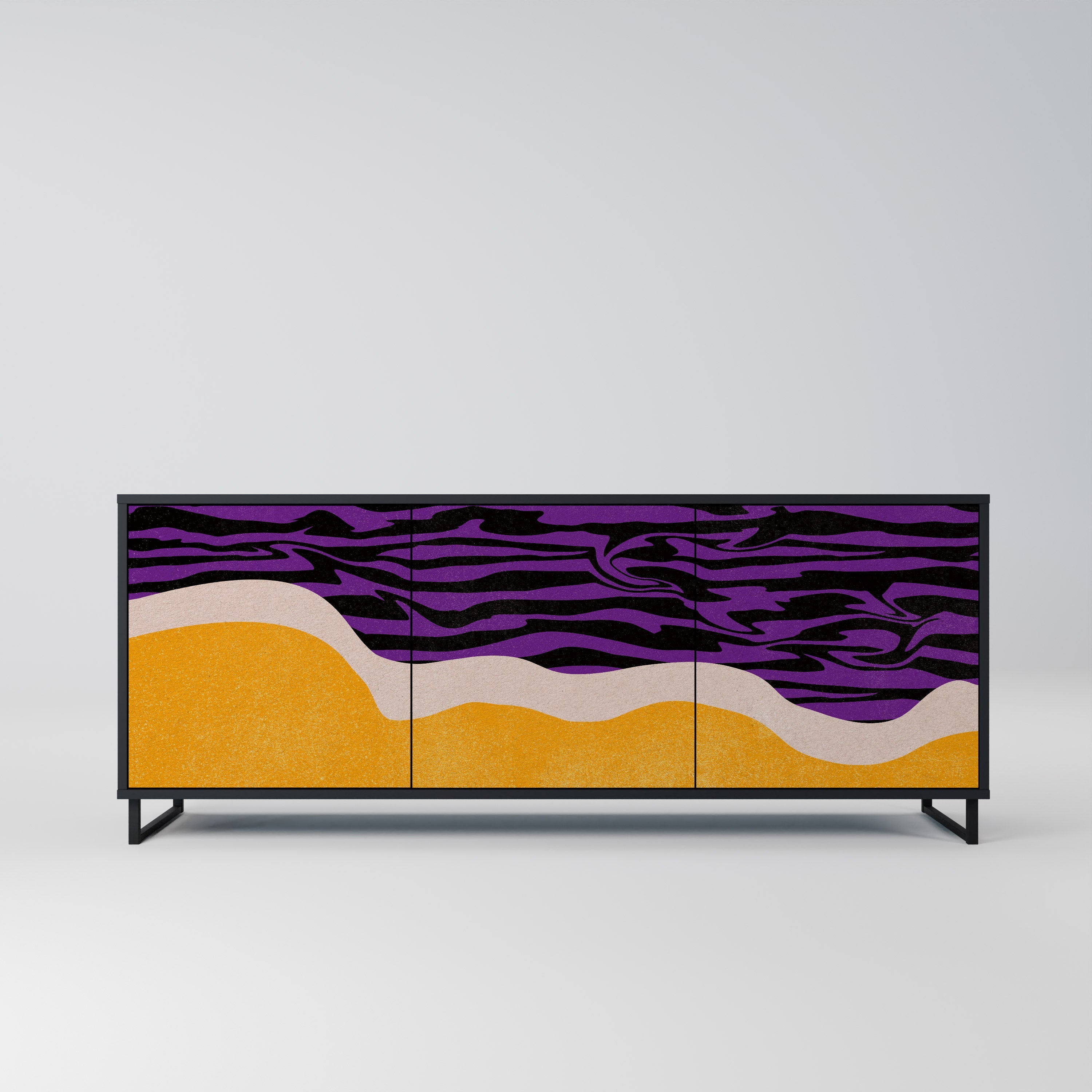 INDEPENDENT BORDER 3-Door Sideboard in Black Finish