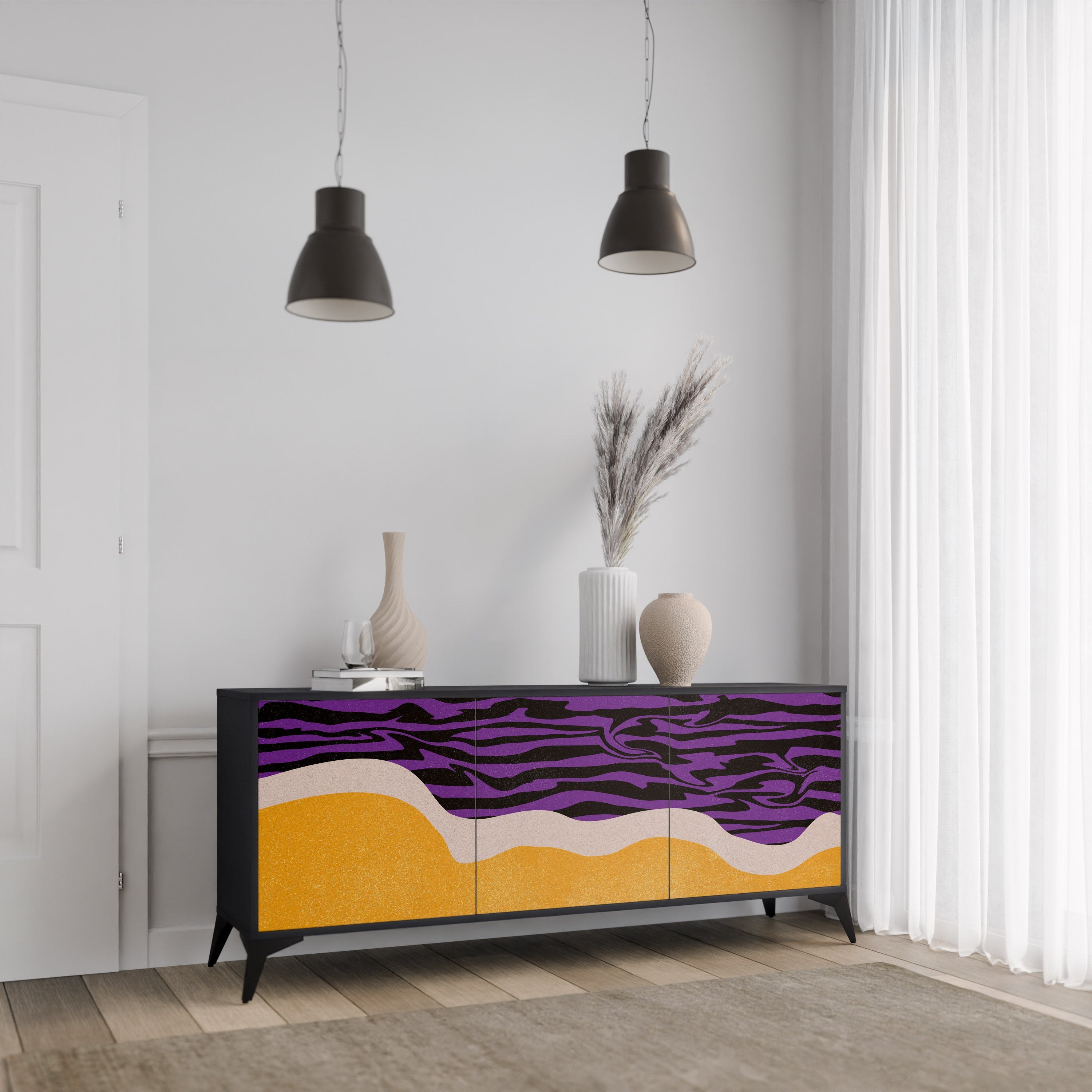 INDEPENDENT BORDER 3-Door Sideboard in Black Finish