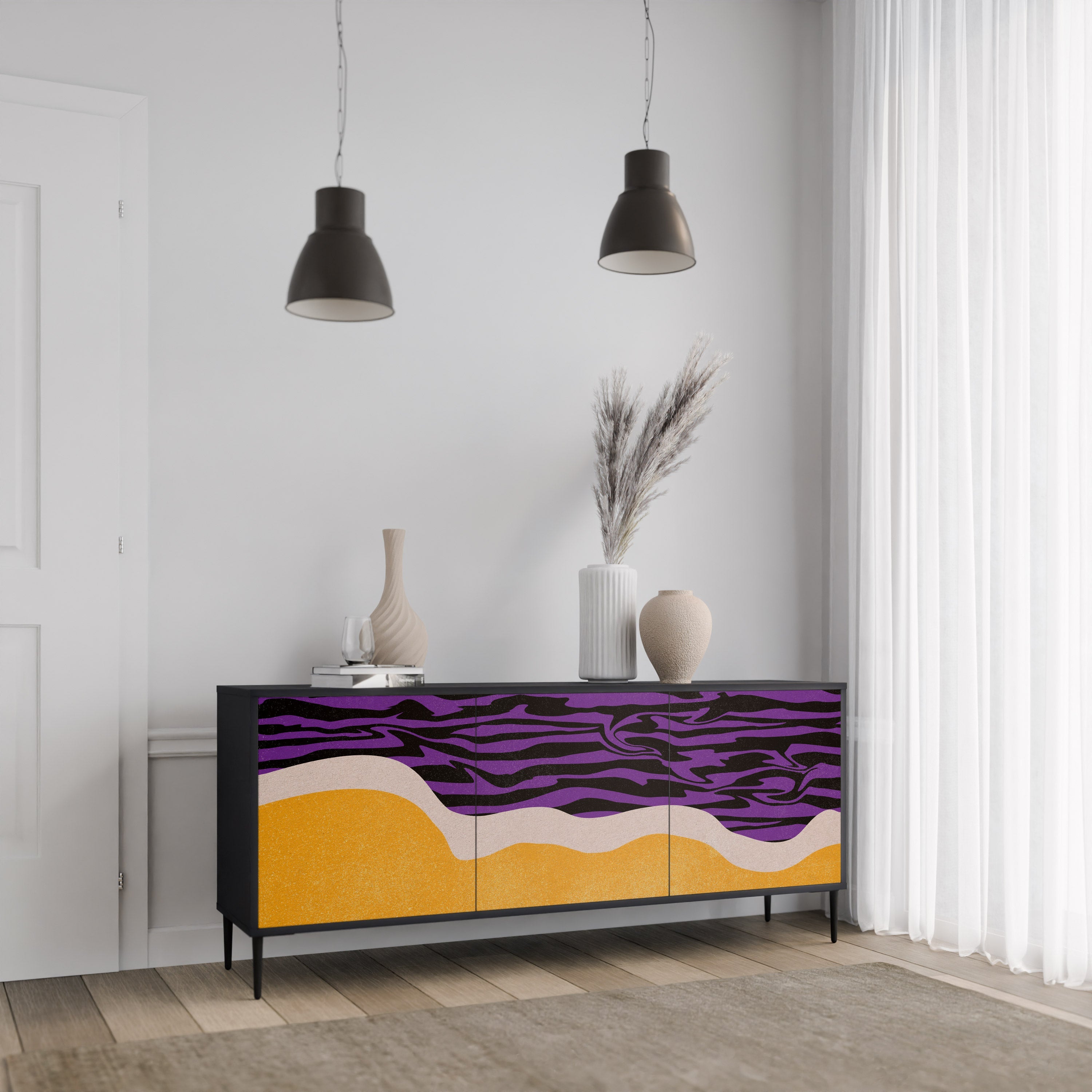 INDEPENDENT BORDER 3-Door Sideboard in Black Finish