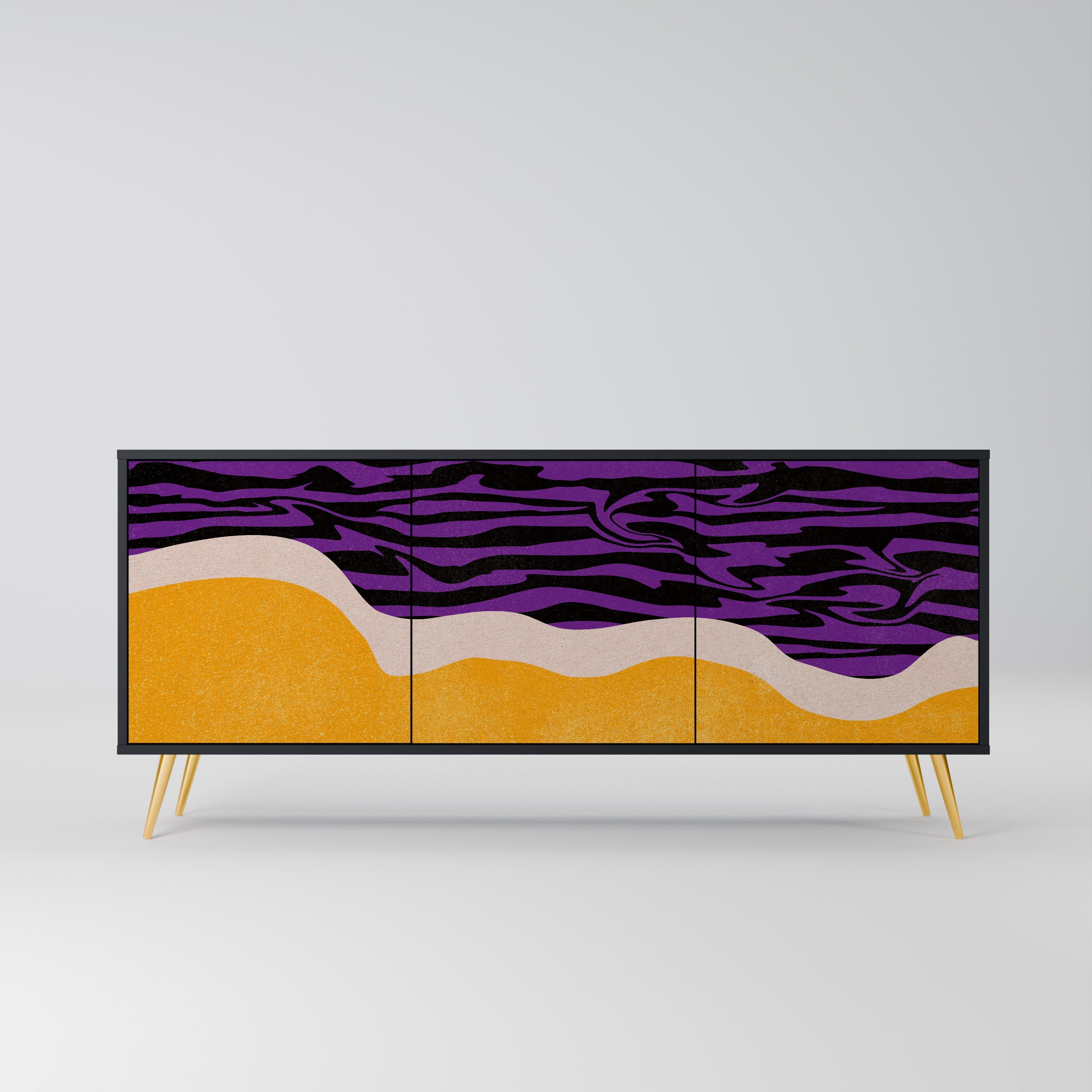 INDEPENDENT BORDER 3-Door Sideboard in Black Finish