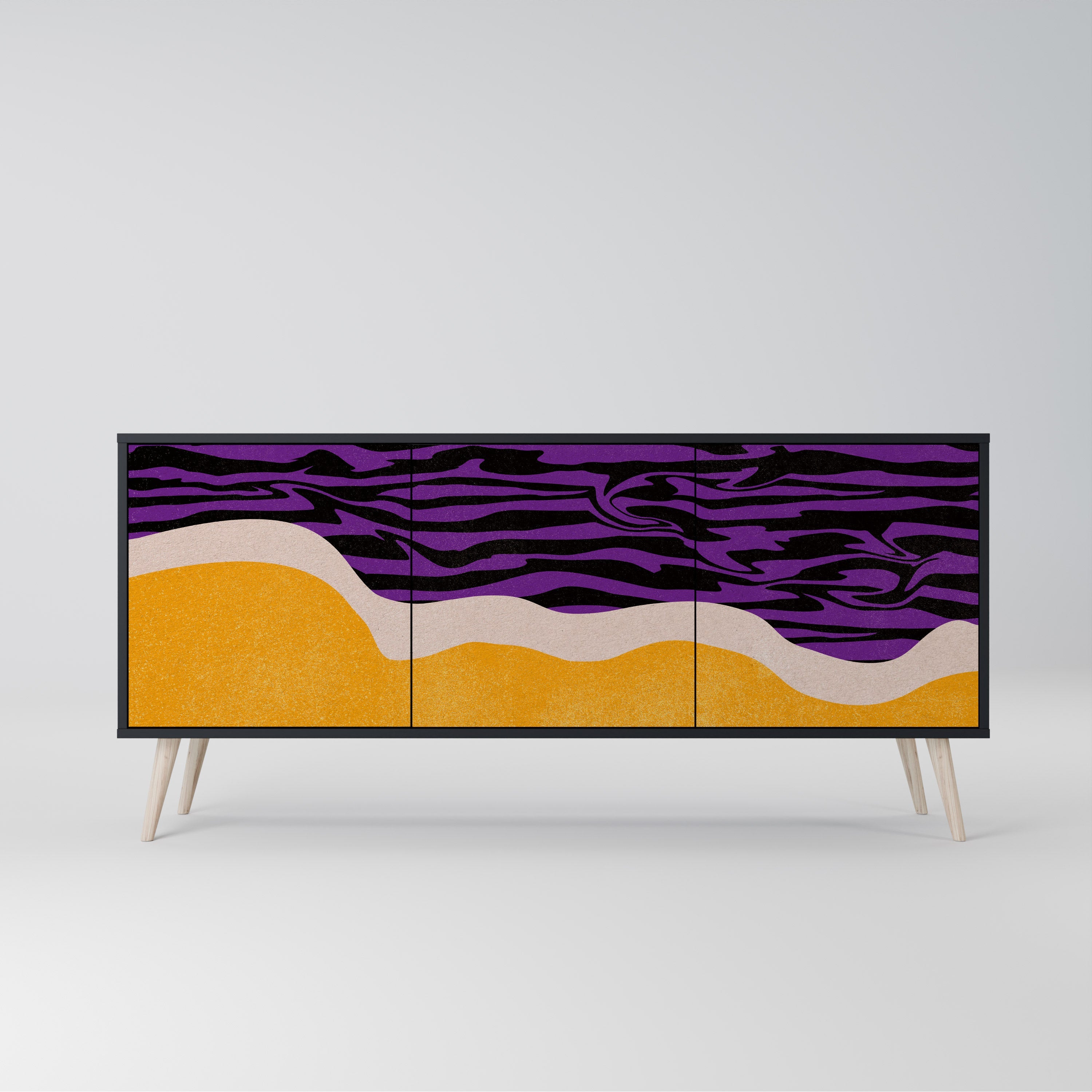 INDEPENDENT BORDER 3-Door Sideboard in Black Finish