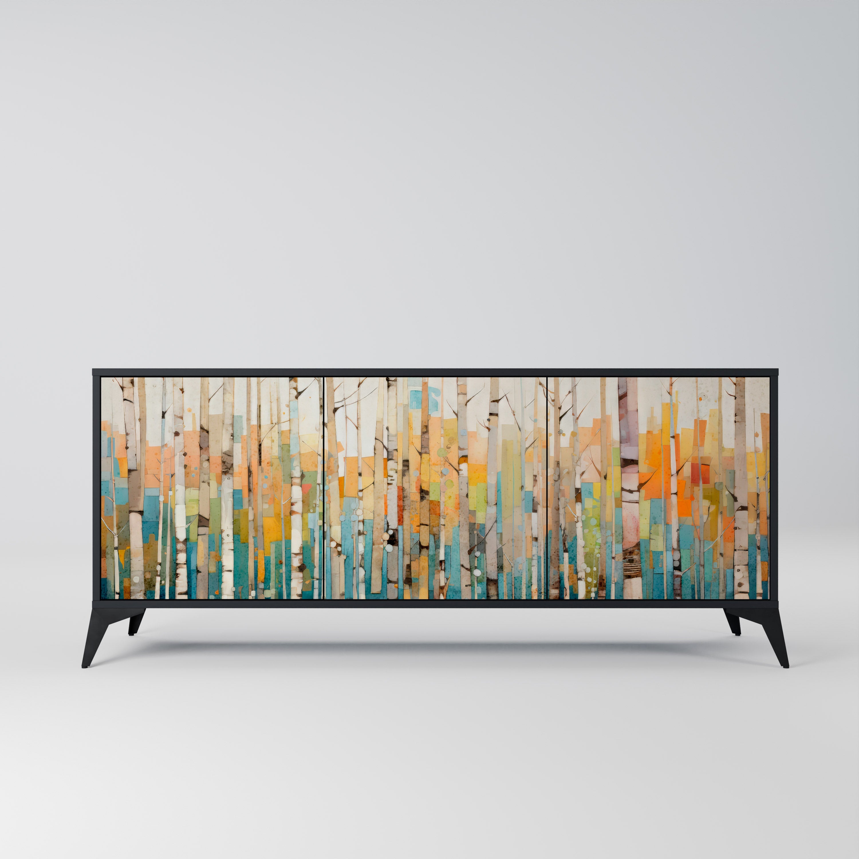 BIRCH KALEIDOSCOPE 3-Door Sideboard in Black Finish