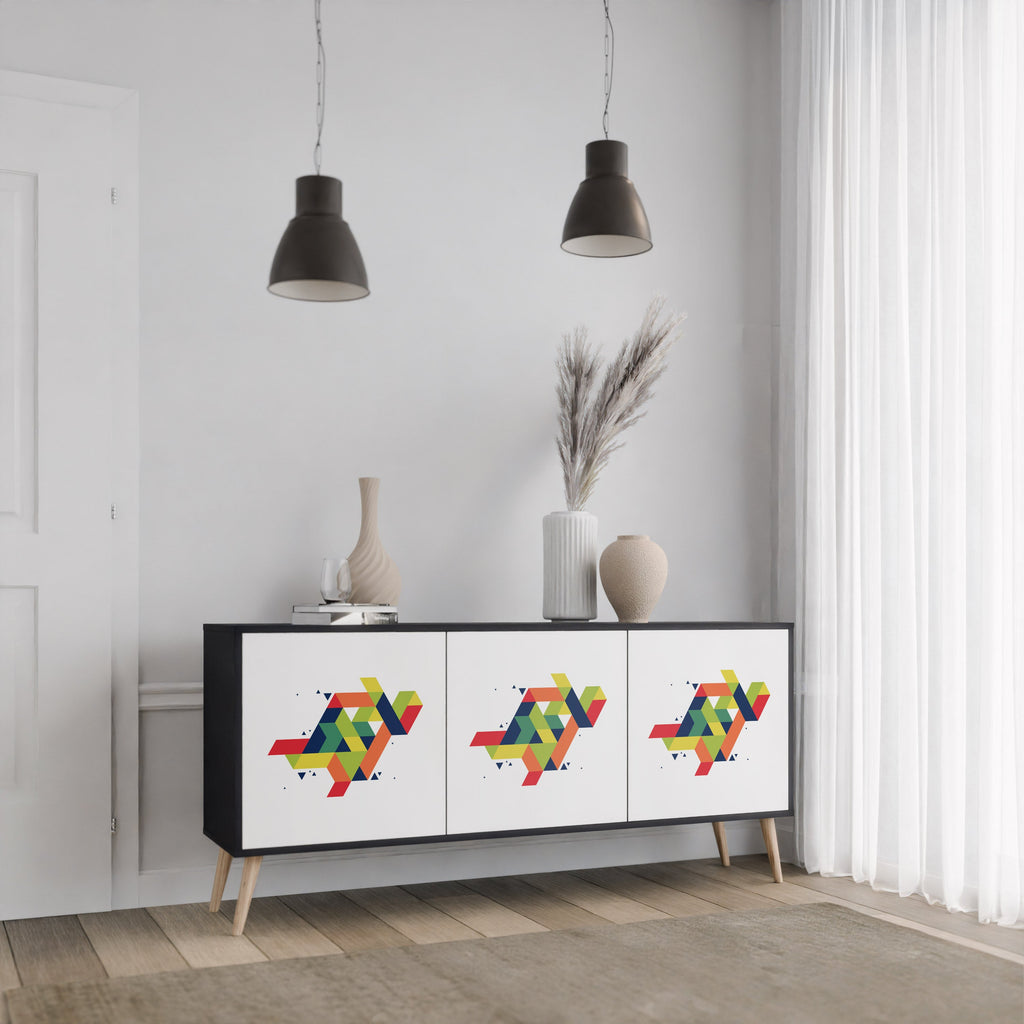 FUTURE SIGN 3-Door Sideboard in Black Finish