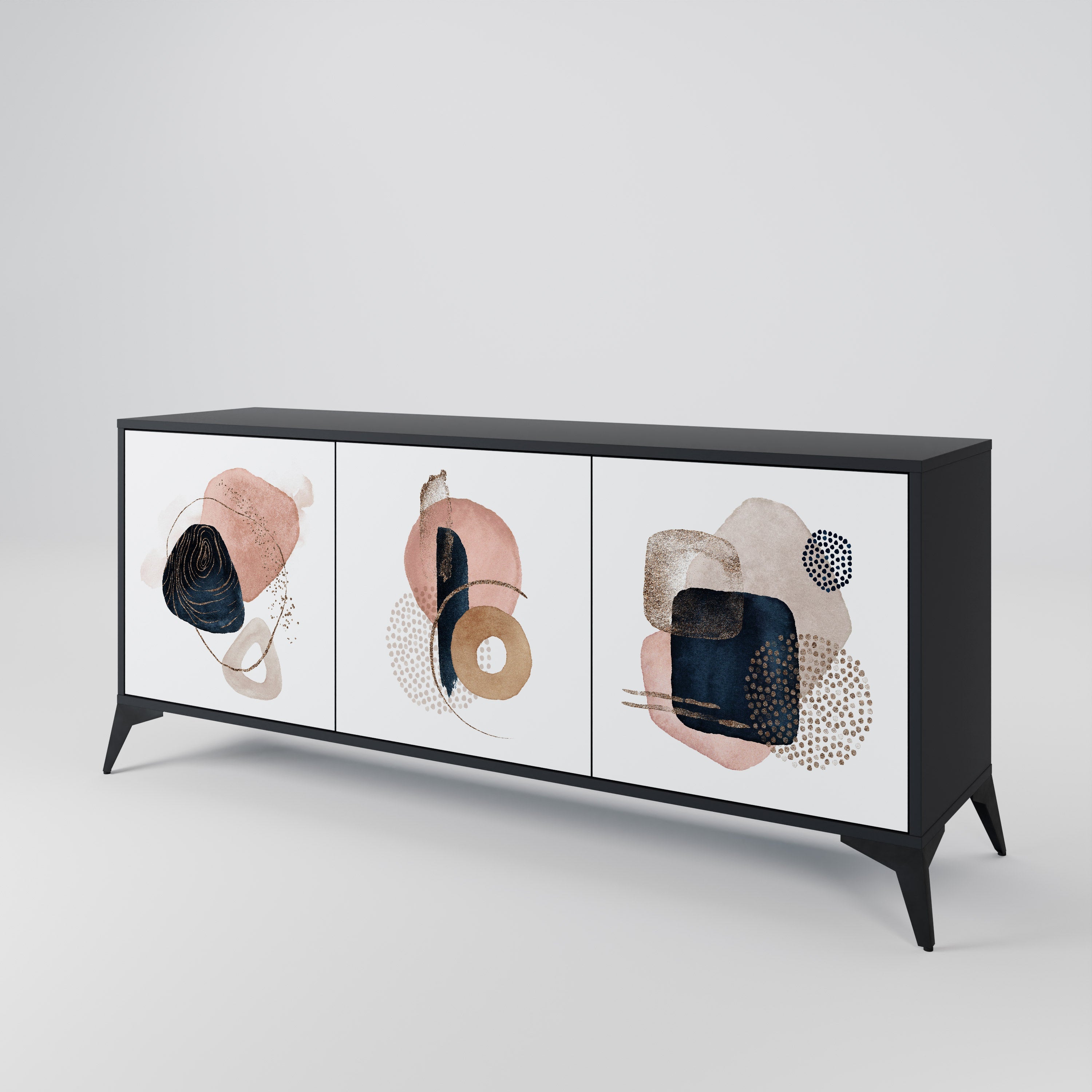 COLORFUL SHAPES 3-Door Sideboard in Black Finish