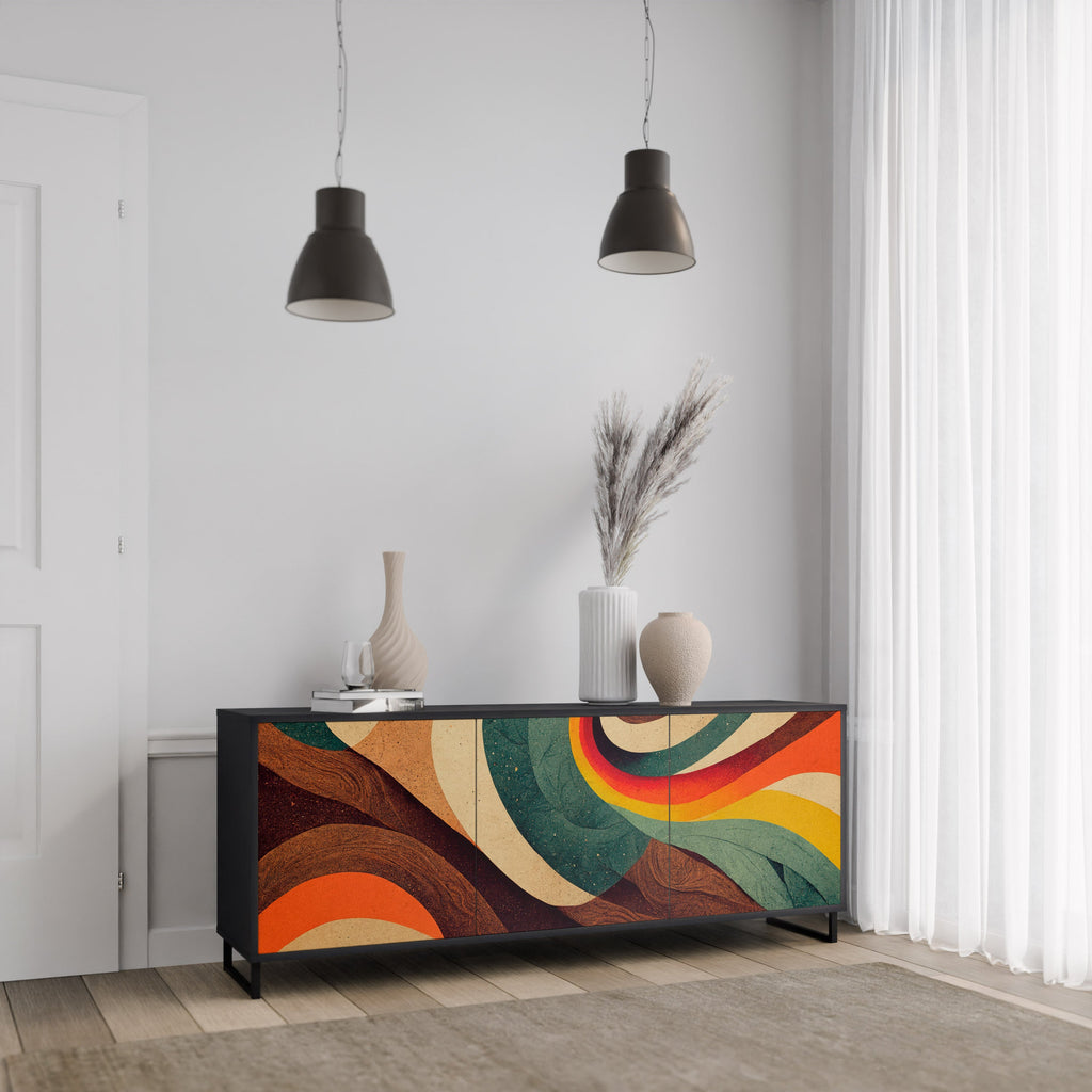 Μπουφές COLORFUL STRANDS με 3 πόρτες σε μαύρο φινίρισμα