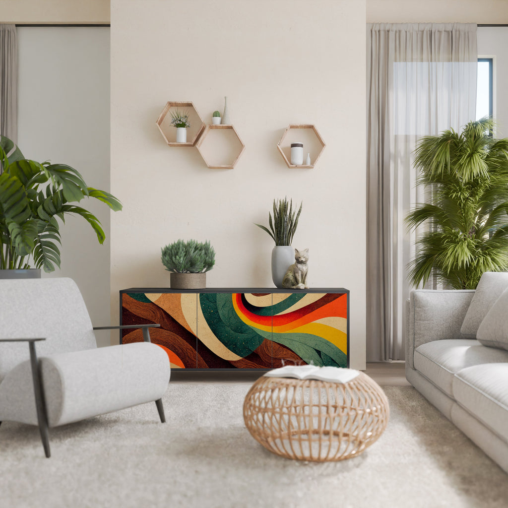 Μπουφές COLORFUL STRANDS με 3 πόρτες σε μαύρο φινίρισμα