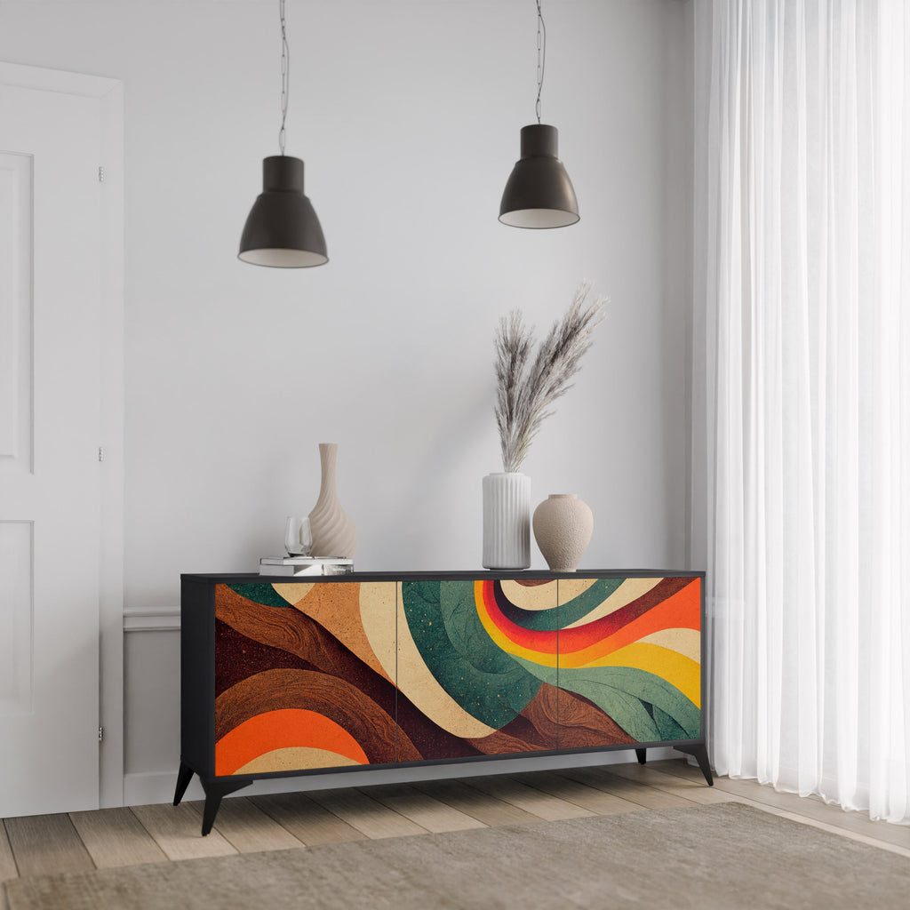 Μπουφές COLORFUL STRANDS με 3 πόρτες σε μαύρο φινίρισμα