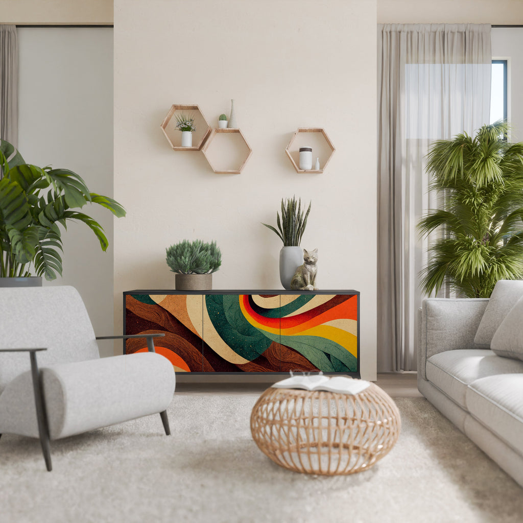 Μπουφές COLORFUL STRANDS με 3 πόρτες σε μαύρο φινίρισμα