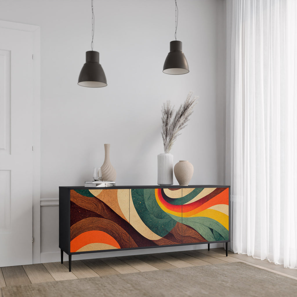Μπουφές COLORFUL STRANDS με 3 πόρτες σε μαύρο φινίρισμα