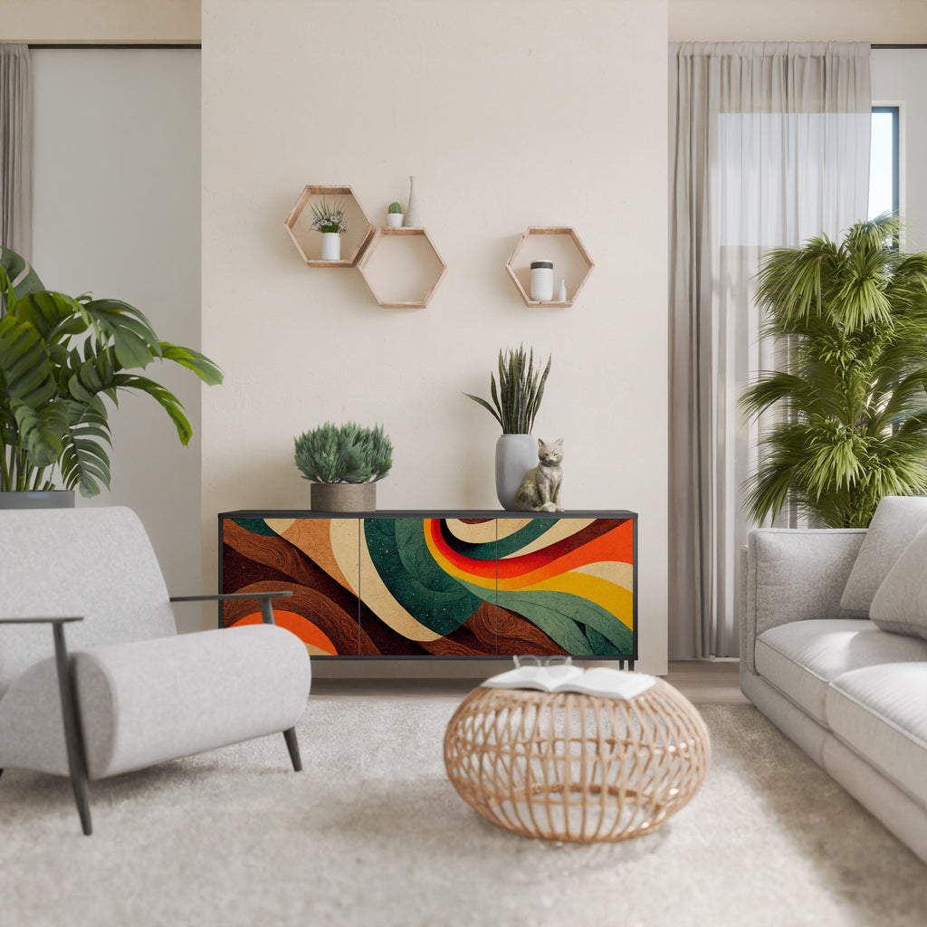 Μπουφές COLORFUL STRANDS με 3 πόρτες σε μαύρο φινίρισμα