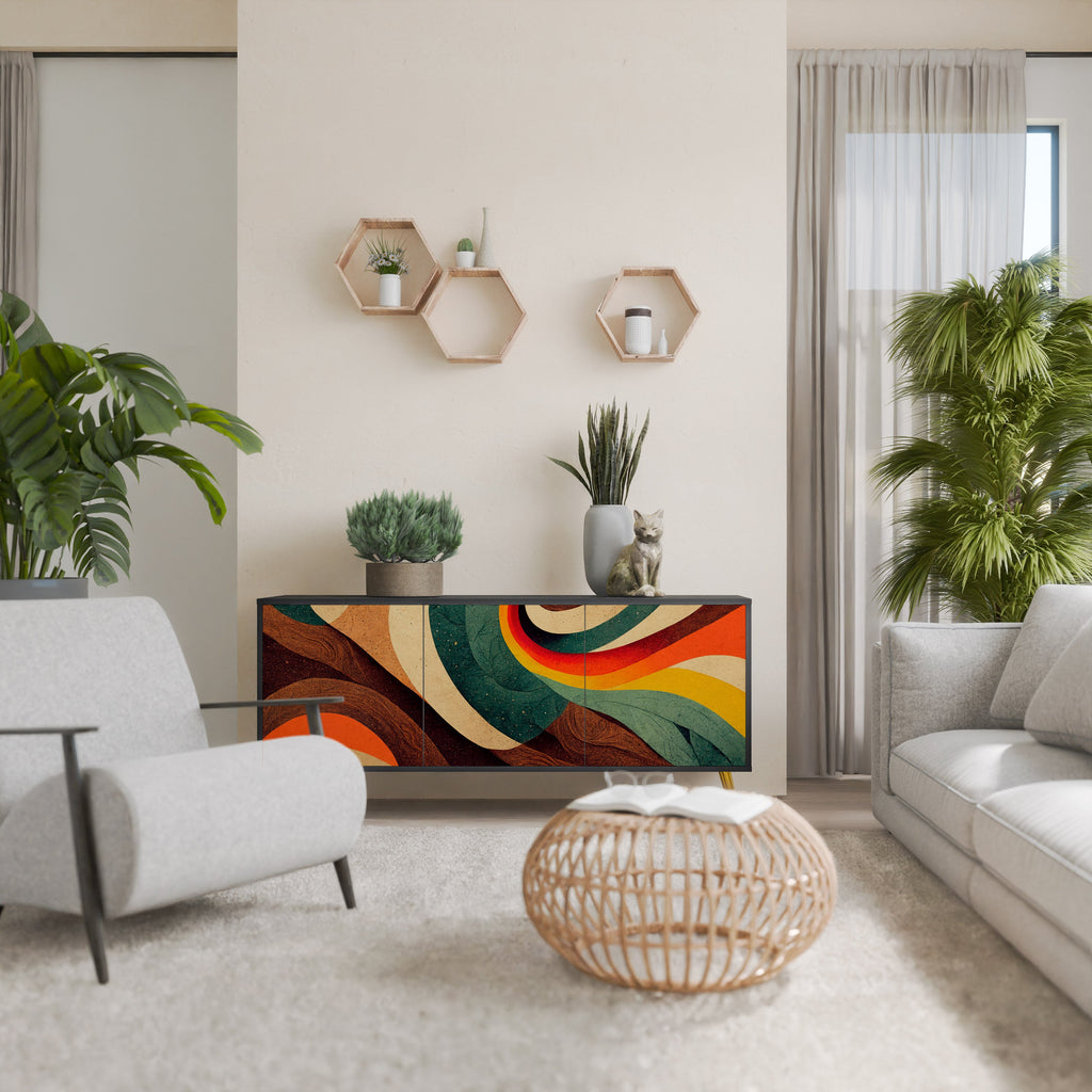 Μπουφές COLORFUL STRANDS με 3 πόρτες σε μαύρο φινίρισμα