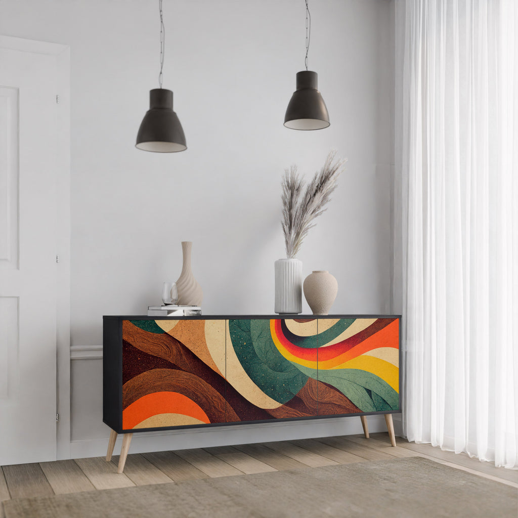 Μπουφές COLORFUL STRANDS με 3 πόρτες σε μαύρο φινίρισμα