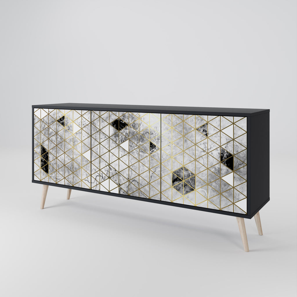 ASHEN ARIA 3-Door Sideboard in Black Finish