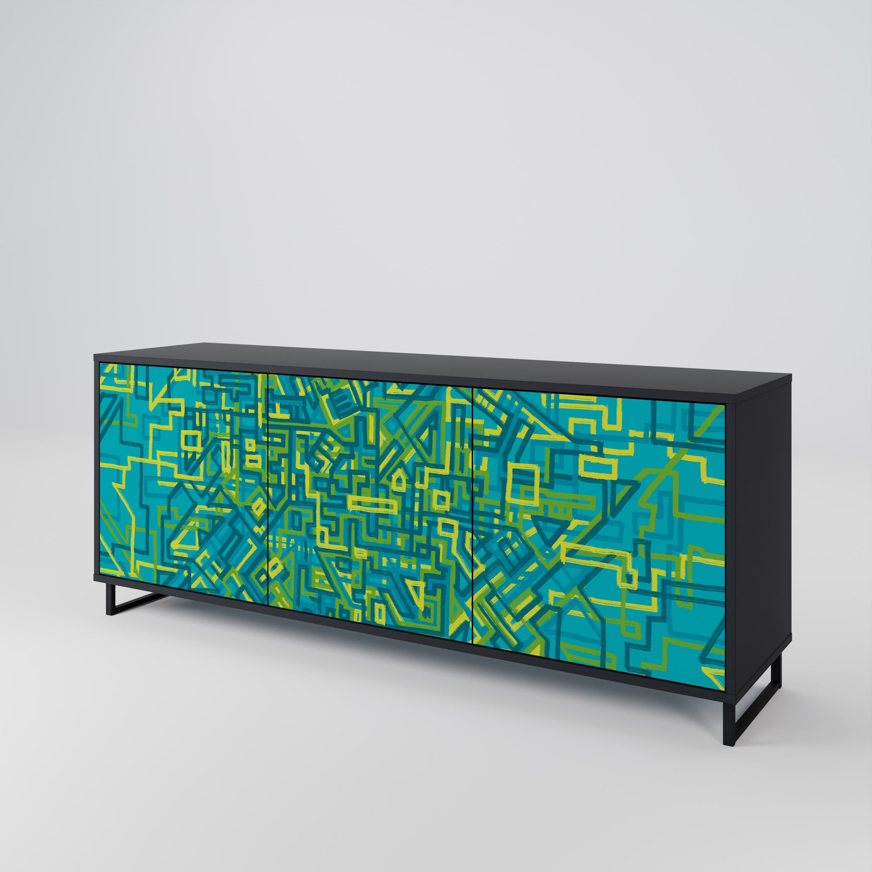 NOSTALGIC MEMORIES 3-Door Sideboard in Black Finish