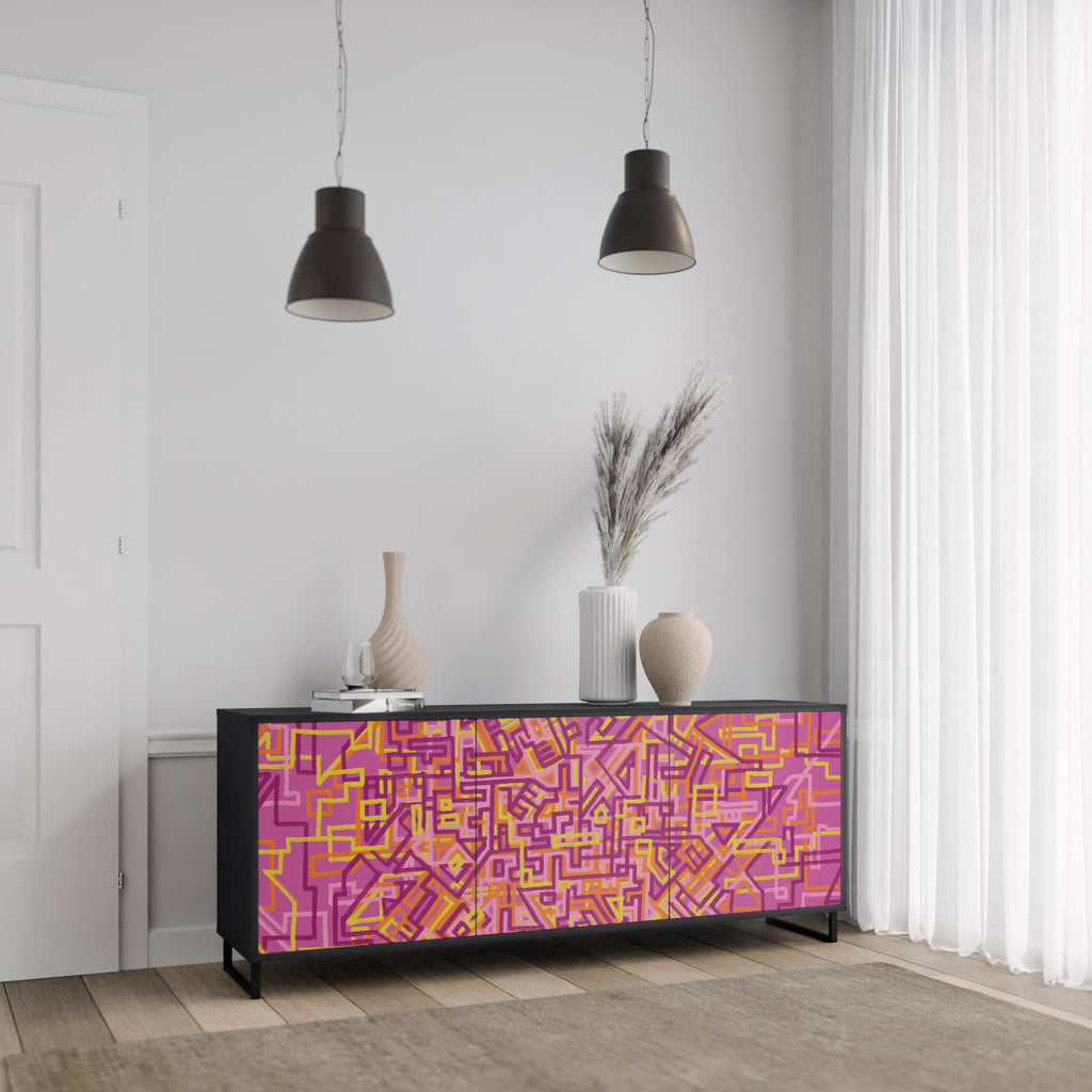 LOVELY MEMORIES 3-Door Sideboard in Black Finish