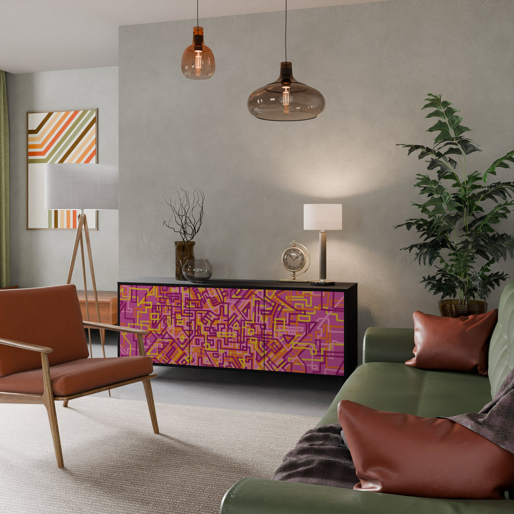 LOVELY MEMORIES 3-Door Sideboard in Black Finish