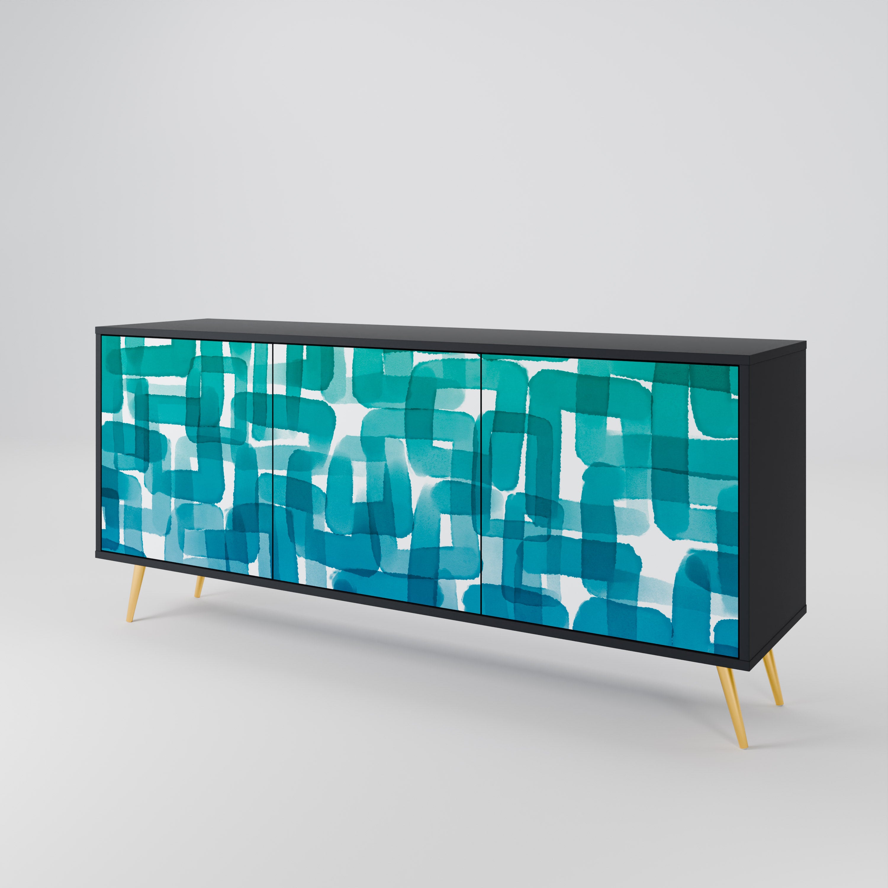 TURQUOISE RECTANGLES 3-Door Sideboard